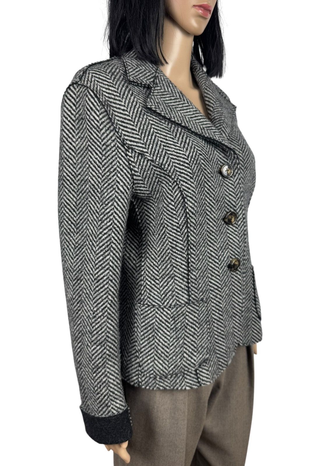 Weekend Max Mara Weekend Max Mara Herringbone Wool Blazer Jacket size US10 Size L / US 10 / IT 46 - 3 Thumbnail