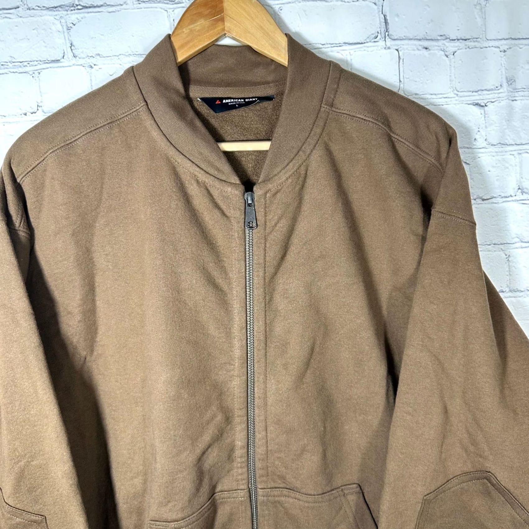 Vintage Highlights key selling points: "American Giant," "Brown Fleece Bomber Jacket," "Large" directly address the user'S information Size US L / EU 52-54 / 3 - 2 Thumbnail