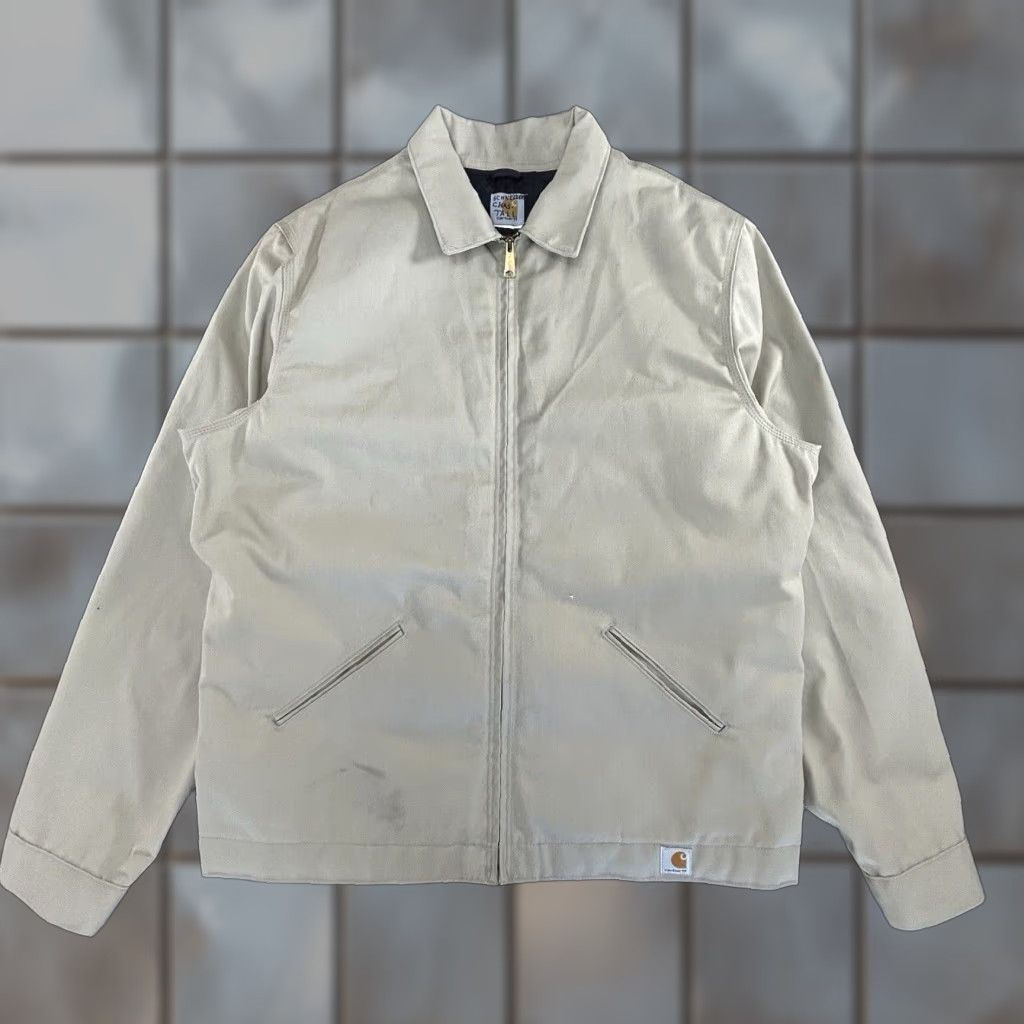 VINTAGE Carhartt Detroit Jacket J293 XL Tall XLT Canvas Nylon Khaki Lightweight Bomber Jacket Mens