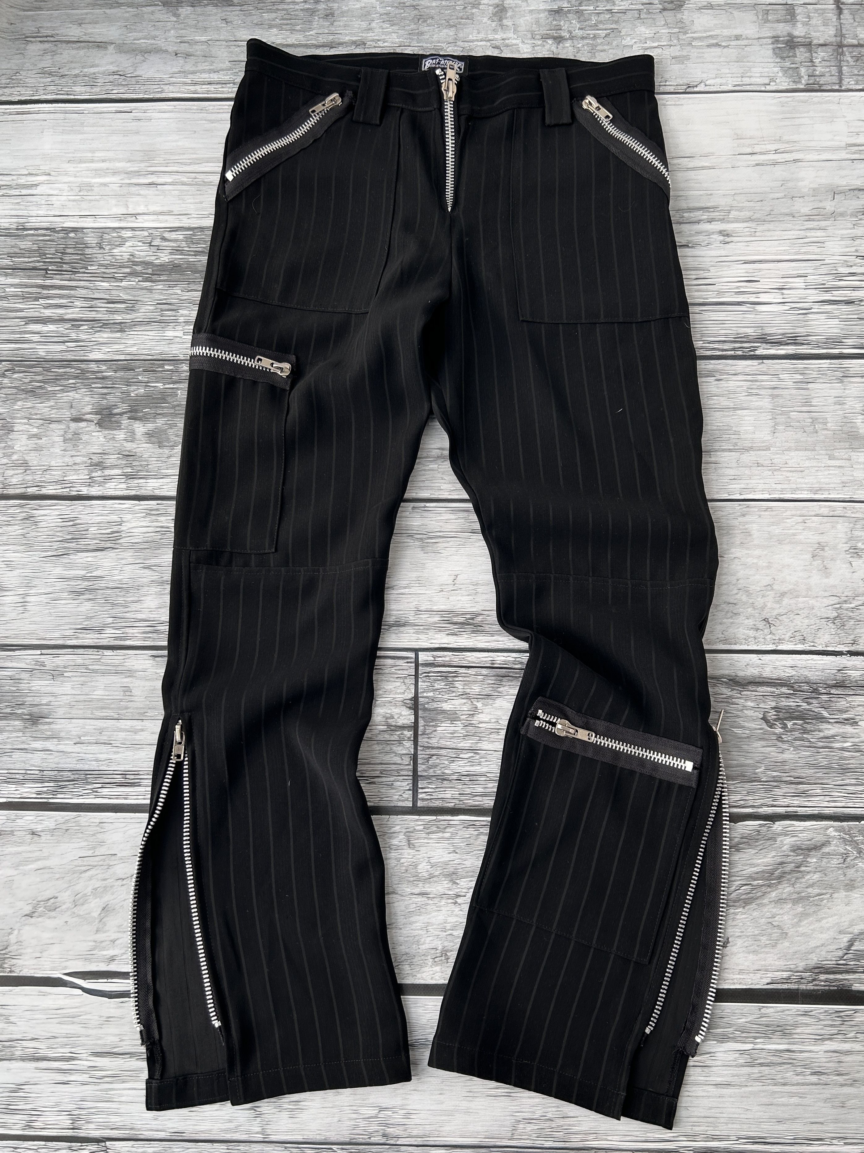 Vintage Vintage Punk Zipper Pants Pinstripe Gothic Techwear Bondage Size US 30 / EU 46 - 2 Thumbnail