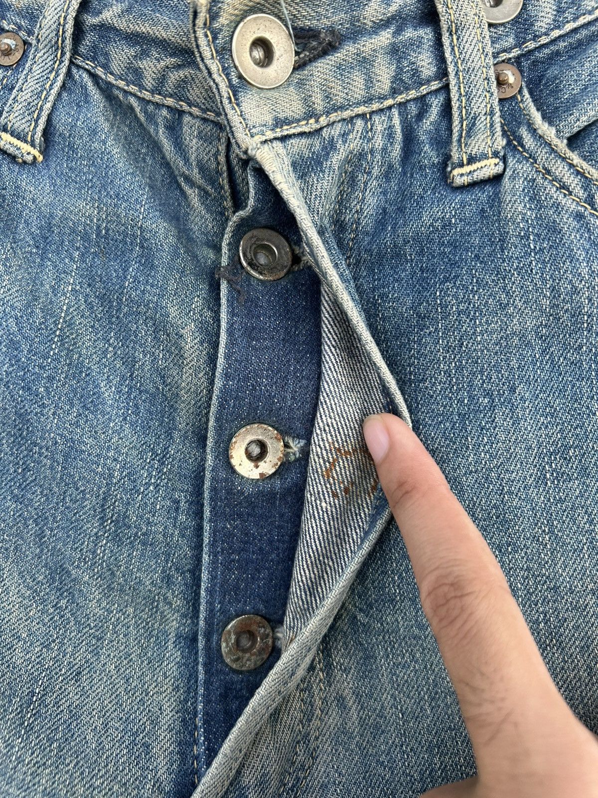 Kapital Thrashed Vintage JOE McCOY Selvedge Buckle Back Denim Jeans Size US 32 / EU 48 - 7 Thumbnail