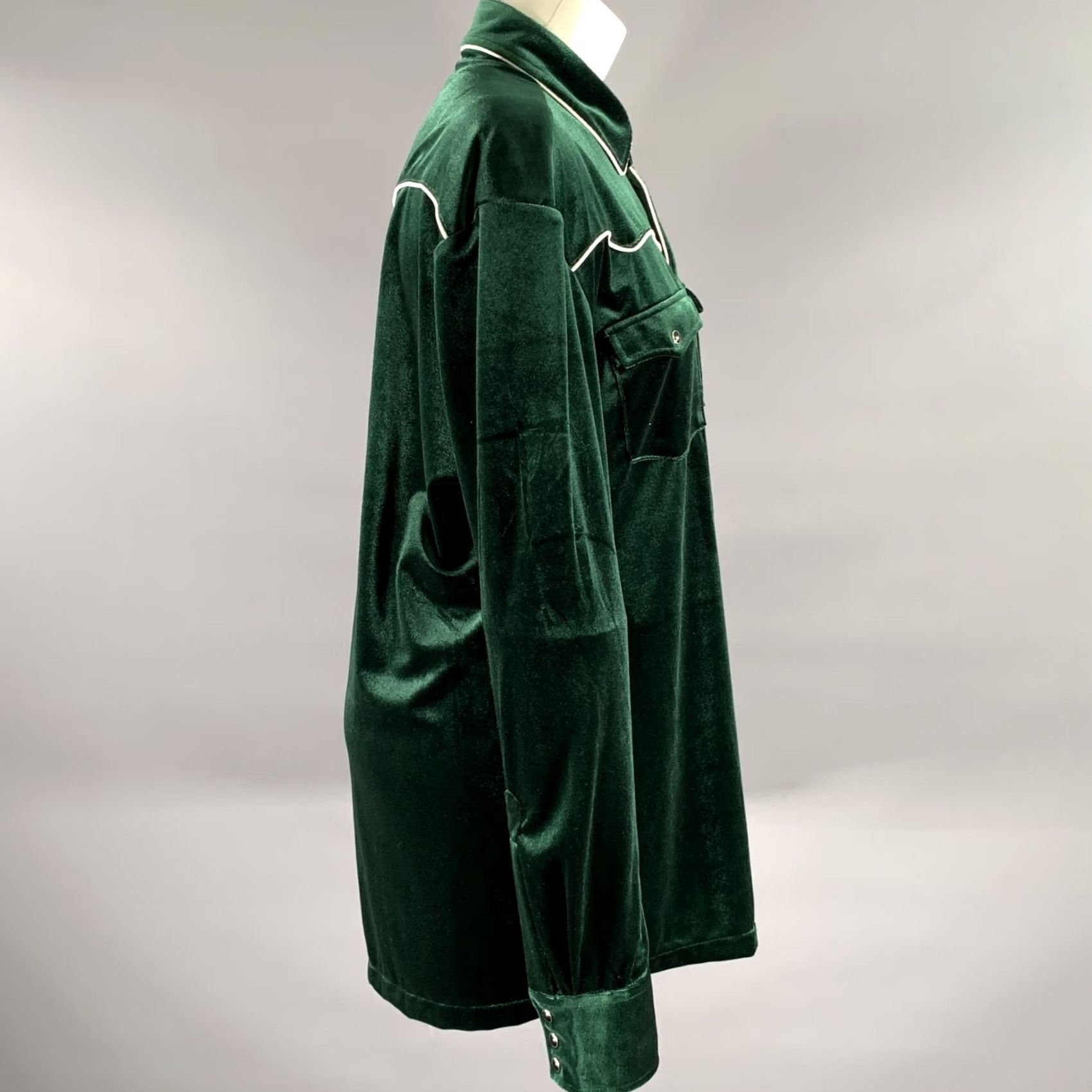 Velvet PHIX XL Green Emerald Velvet Western Shirt Womens Snaps Button-Up Polyester" Size XL / US 12-14 / IT 48-50 - 3 Thumbnail