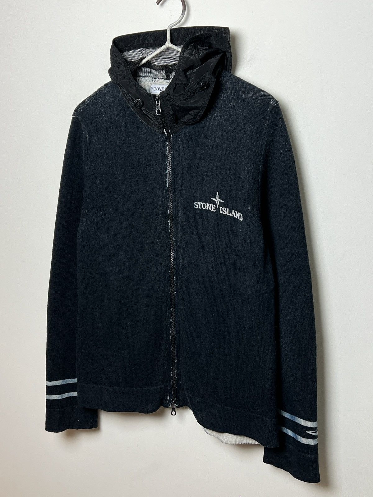 Stone Island stone island y2k navy cotton hoodie shimmer nylon hood Size US M / EU 48-50 / 2 - 8 Thumbnail