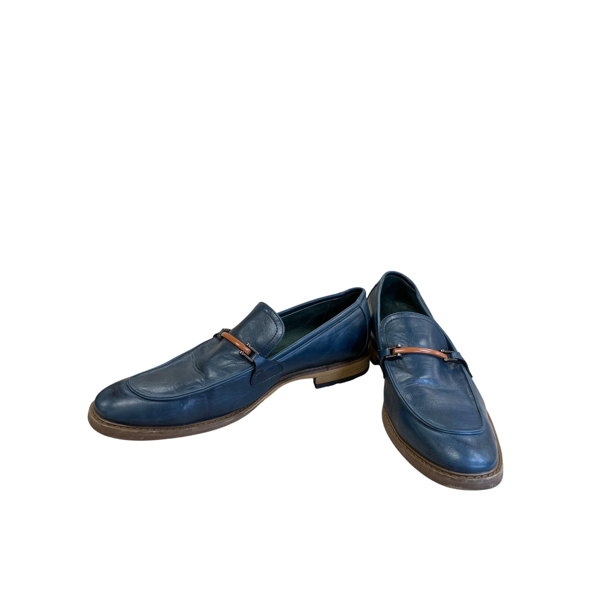 Other Todd Welsch Mens Blue Slip-On Faux Leather Loafers Size 12D Size US 12 / EU 45 - 2 Thumbnail