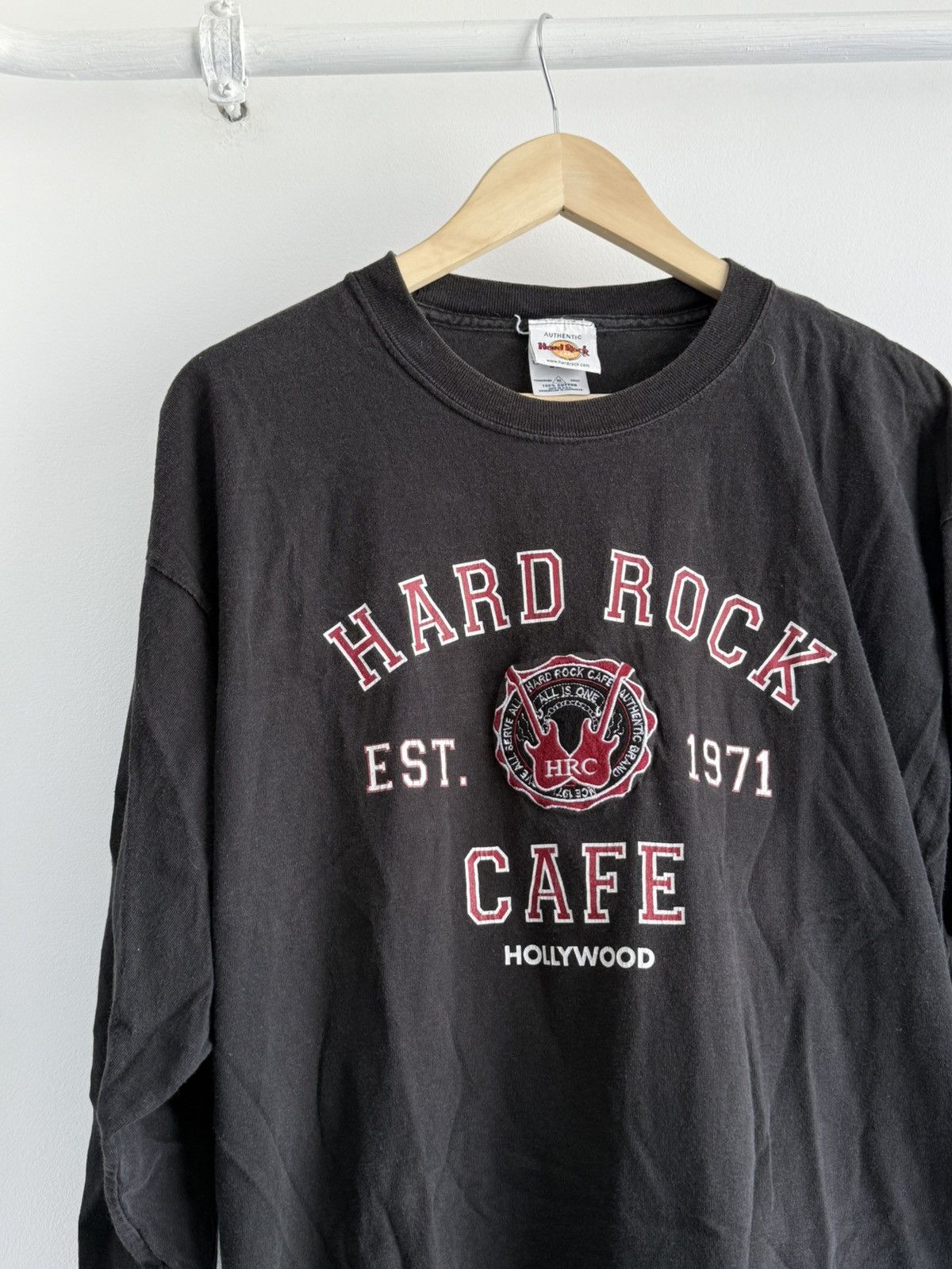 Hard Rock Cafe Vintage 90s Hard Rock Cafe Hollywood Long Sleeve Size US XL / EU 56 / 4 - 2 Thumbnail
