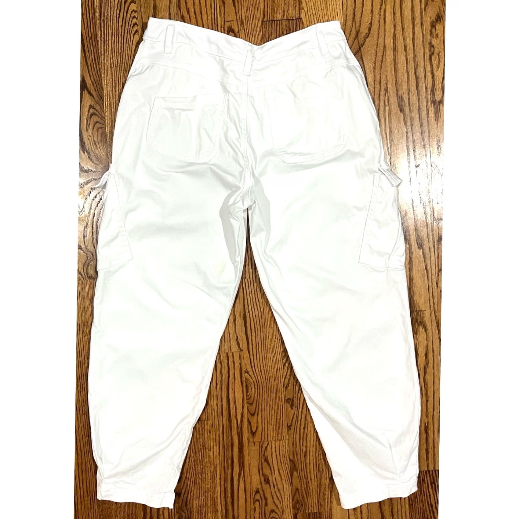 Anthropologie VINTAGE Amadi Women's White Cargo Pants Cropped Pleated Cotton Blend Sz M Size 32" / US 10 / IT 46 - 5 Thumbnail