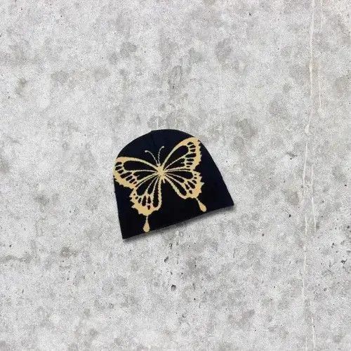 Other 🔥🕷☠️ Japanese style Beanie hat Butterfly pattern y2k ⚡️ Size ONE SIZE - 3 Thumbnail