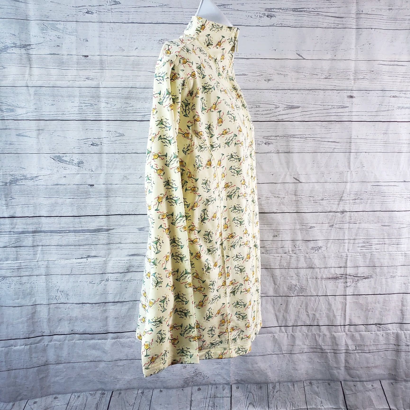 Vintage Euro Joy Womens Sweatshirt Jacket Large Yellow Green Martinis Cocktails Size L / US 10 / IT 46 - 3 Thumbnail