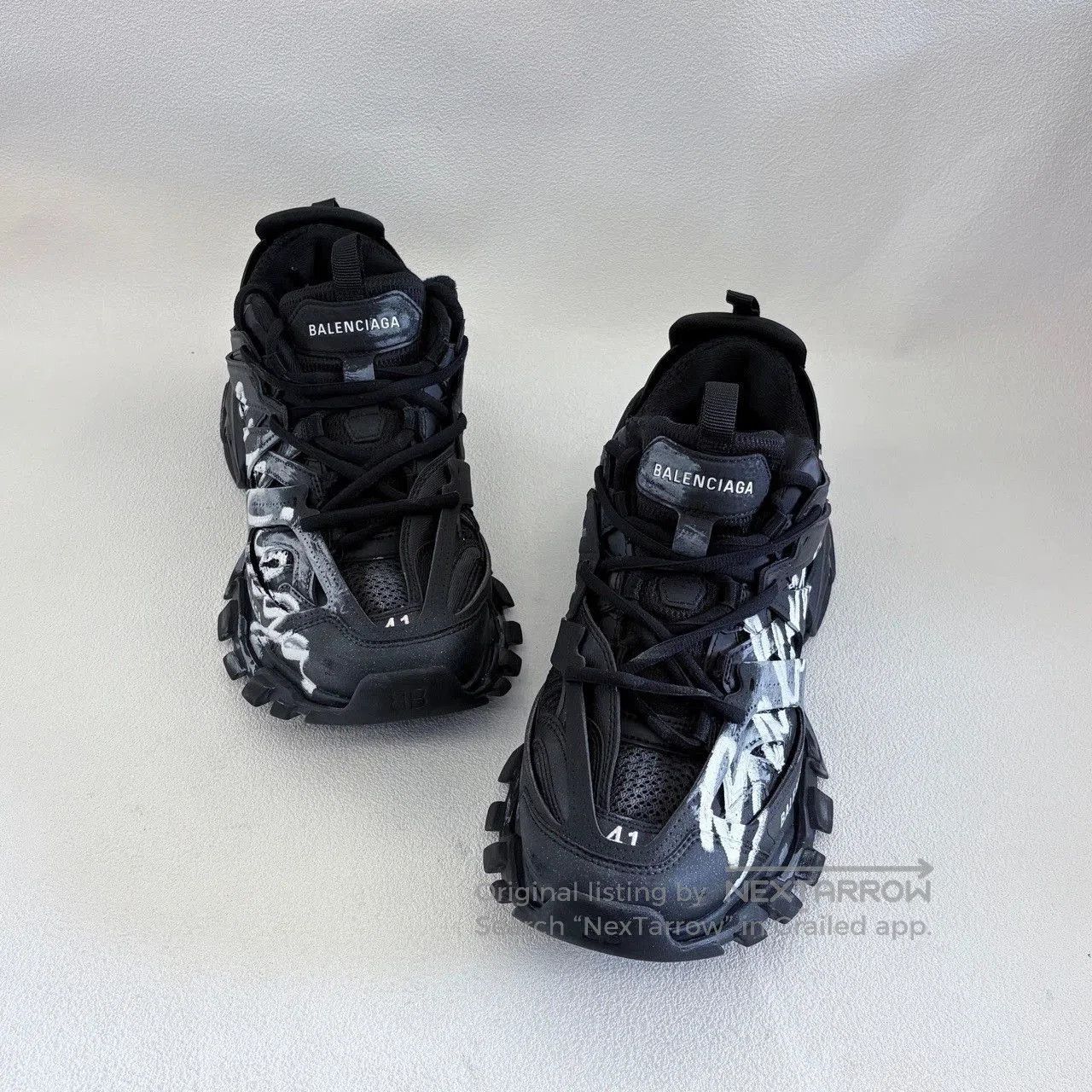 Balenciaga balenciaga track signature black and white sneakers. Size US 9 / EU 42 - 3 Thumbnail
