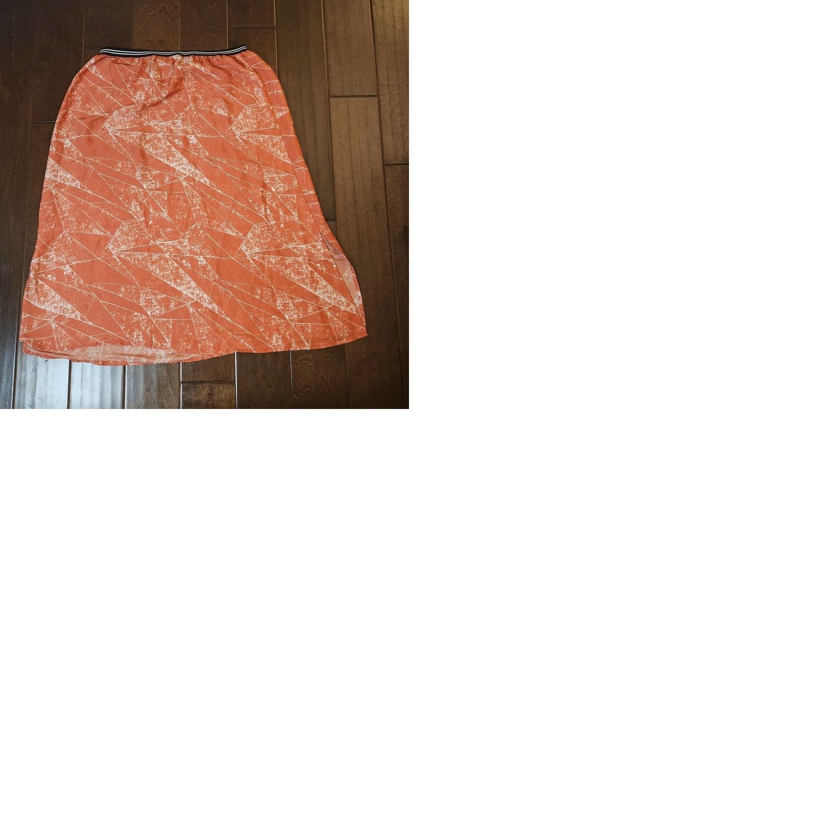 Nordstrom Trouvé Nordstrom Maxi Skirt Satin Slip Pull-On Size M Orange Multicolor Striped Slit Long Fall Womens Size 32" / US 10 / IT 46 - 10 Thumbnail