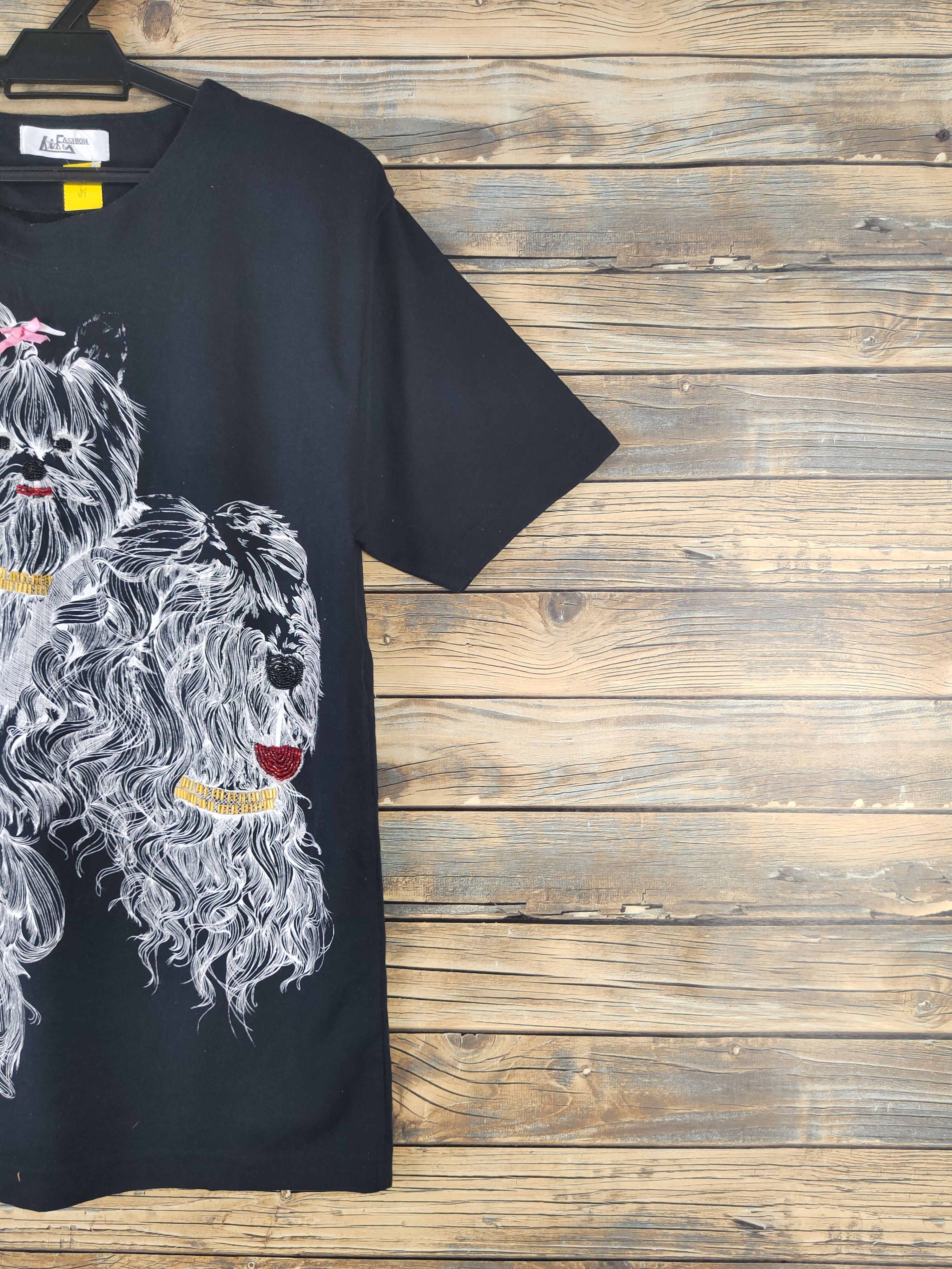 Japanese Brand DL Aify Fashion Dog Black Short Sleeve T-shirt #1625 Size US L / EU 52-54 / 3 - 6 Thumbnail