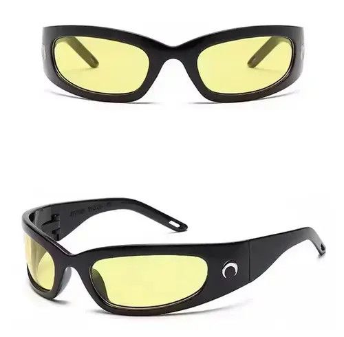 Electric Visual Kurt Cobain Futuristic Sunglasses Hip Hop Grunge Y2K Yellow Size ONE SIZE - 3 Thumbnail