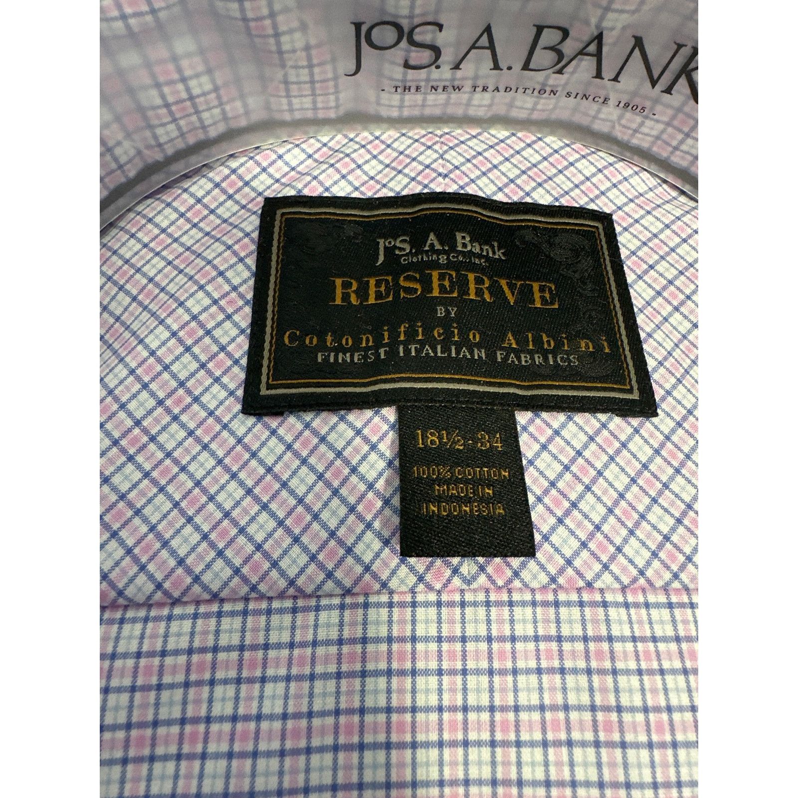 Jos. A. Bank Jos. A. Bank Reserve Pink/Blue Dress Shirt Sze 18.5 - 34 NWT Size US M / EU 48-50 / 2 - 4 Thumbnail