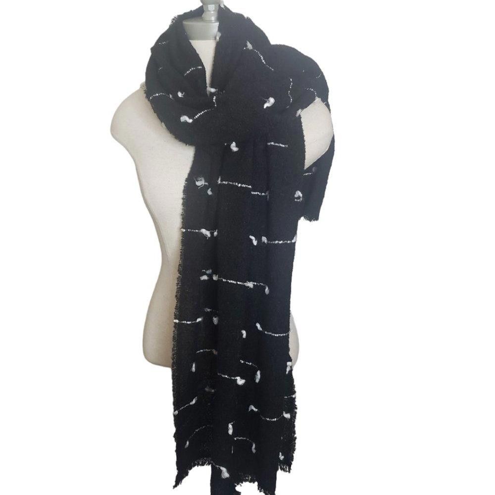 Designer CT825 J. Crew NWT Black and White Lightweight Shawl/Wrap Size ONE SIZE - 1 Thumbnail