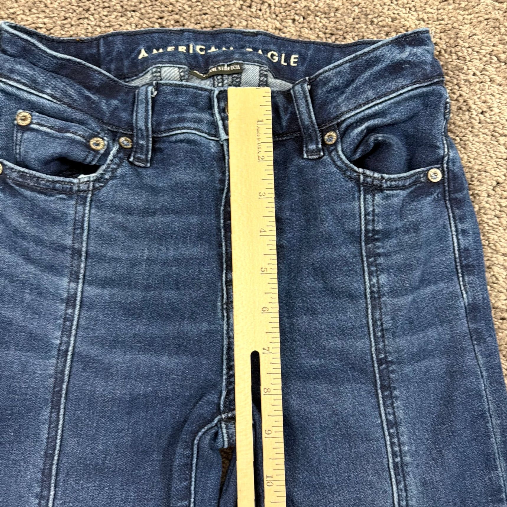 American Eagle Outfitters VINTAGE American Eagle Outfitters Jeans Womens 0 Flare Mid Rise Dark Wash Stretch Festival 23x32 Womens Jeans Farbe Blue Size 25" / US 0 / IT 36 - 4 Thumbnail