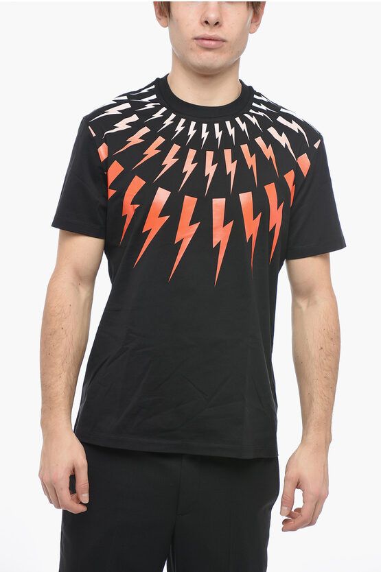 image of Neil Barrett Slim Fit Crew-Neck T-Shirt With Gradient Print in Black, Men's (Size 2XL)