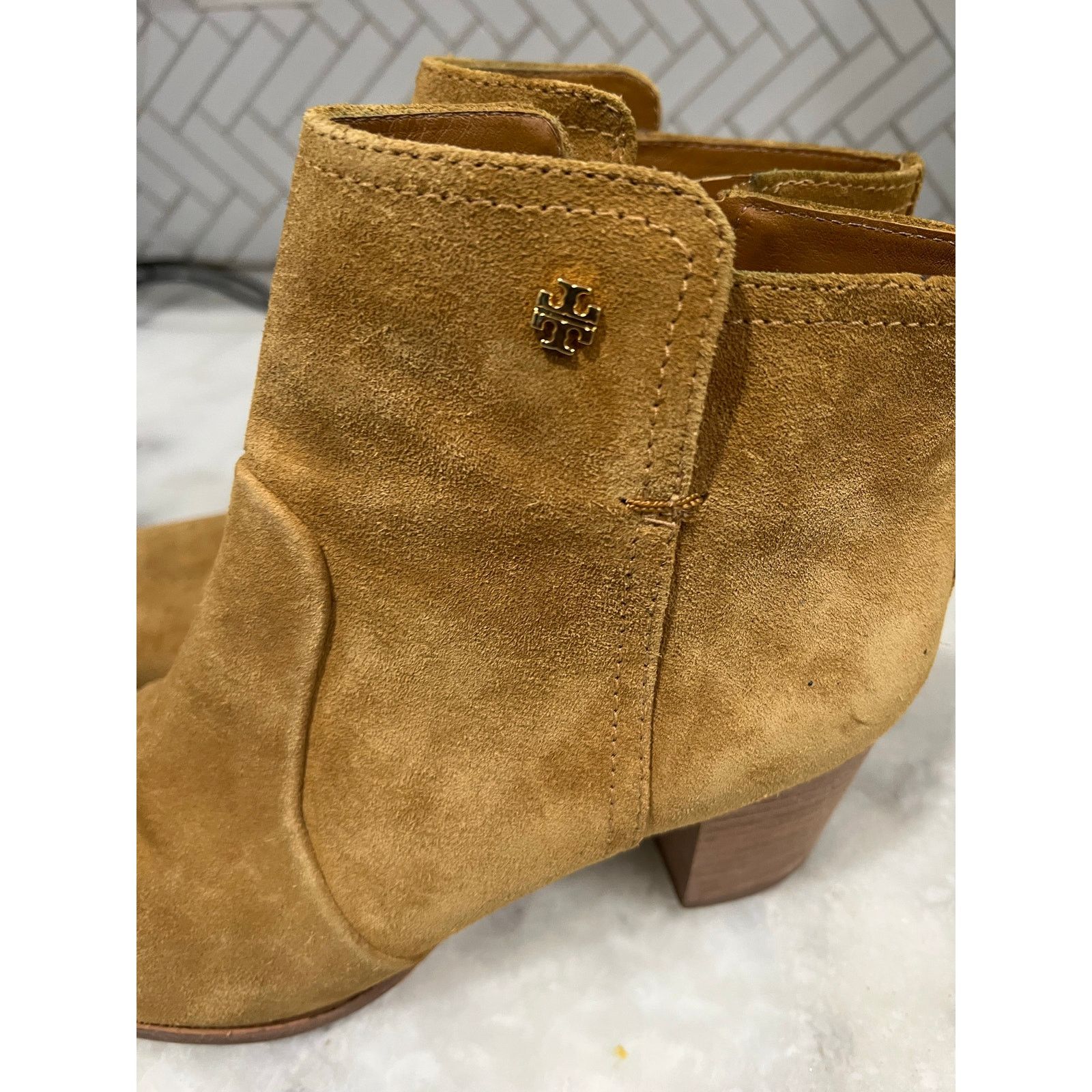 Tory Burch Tory Burch Women’s Suede Ankle Boots Tan Leather Size US 9 / IT 39 - 6 Thumbnail