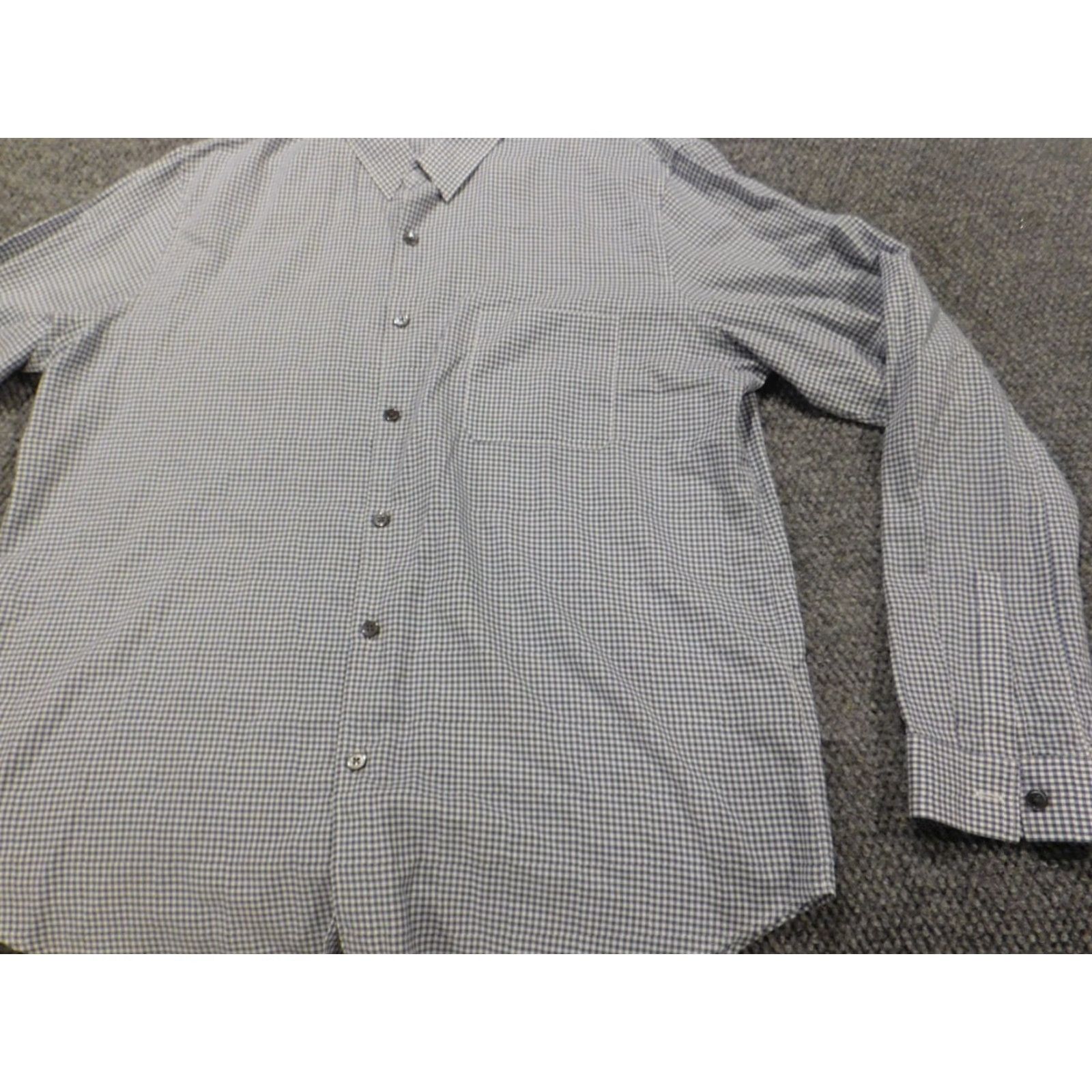 Theory Theory Mens Button-Up Shirt 2XL Blue Plaid Casual Regular Knit Cotton Long Sleeve Collared Button-Down Mens Size US XXL / EU 58 / 5 - 3 Thumbnail