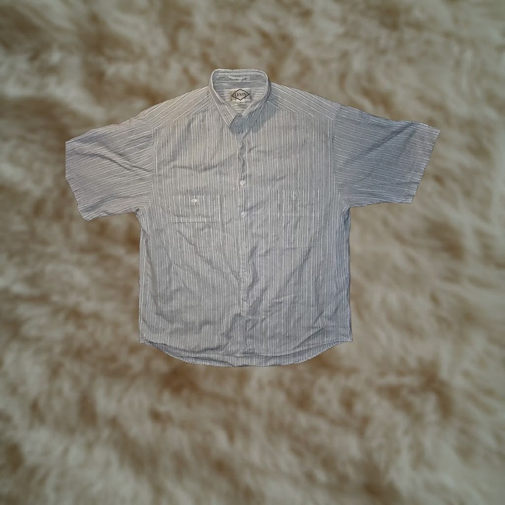 Levi's VINTAGE Levi's Diamond Label Button Up Shirt Men Large Striped 90's Blue Cotton Short Sleeve Button-Up Mens Size US L / EU 52-54 / 3 - 1 Thumbnail