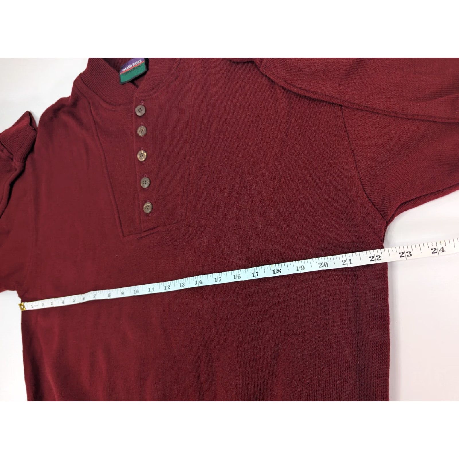 Vintage Grand Banks Mens Red Acrylic Henley 1/4 Button Sweater Size Large Size US L / EU 52-54 / 3 - 6 Thumbnail