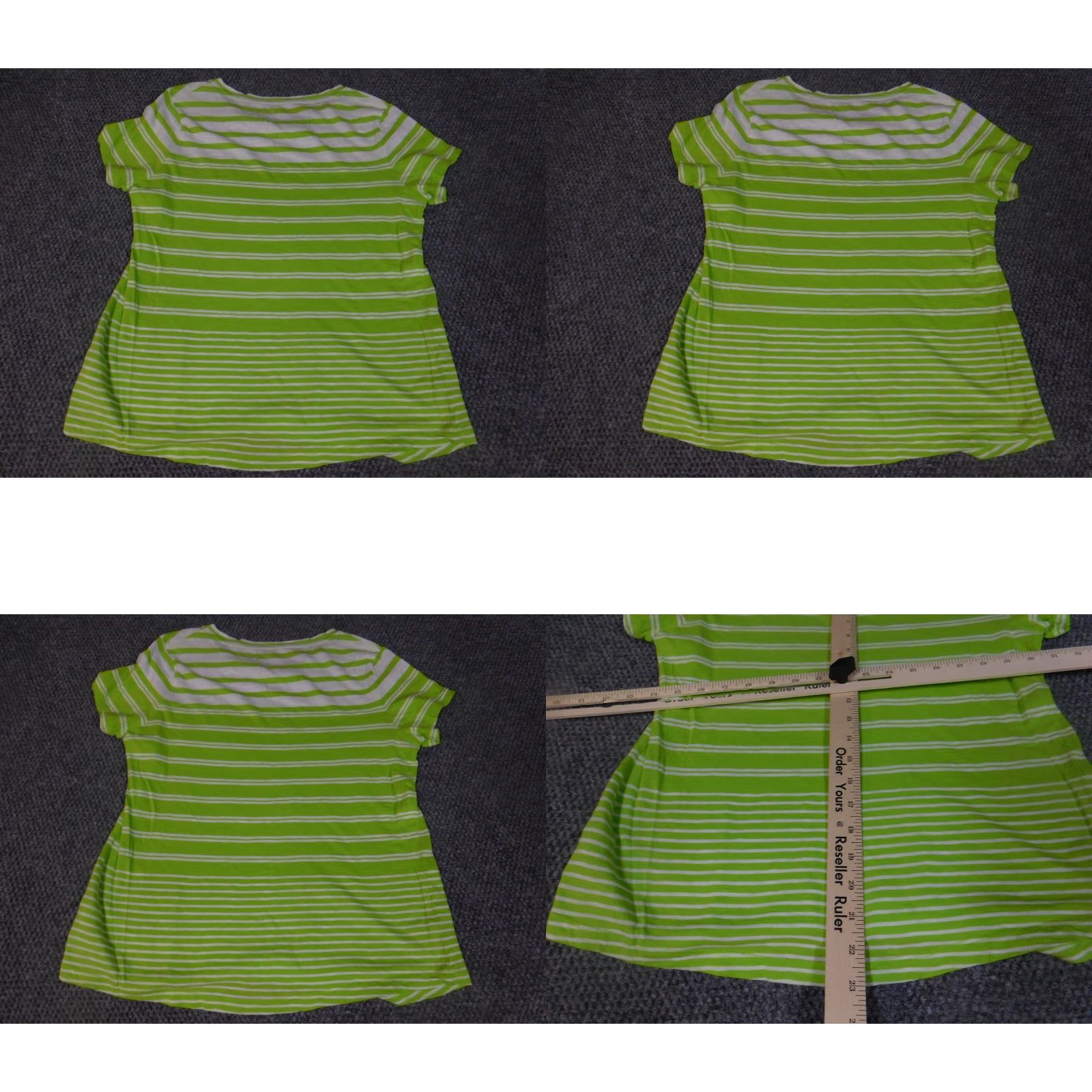 Vintage Crown & Ivy Blouse Womens Medium Green Striped Knit Crew Neck Short Sleeve Pullover Casual Regular Size M Size M / US 6-8 / IT 42-44 - 8 Thumbnail