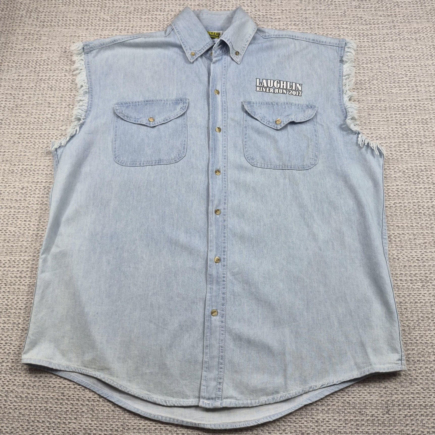 Vintage Biker Clothing Company Shirt Mens 2XL Denim Sleeveless Laughlin River Run 2017 Denim Shirt Casual Patriotic Motorcycle USA 2XL Mens Size US XXL / EU 58 / 5 - 3 Thumbnail