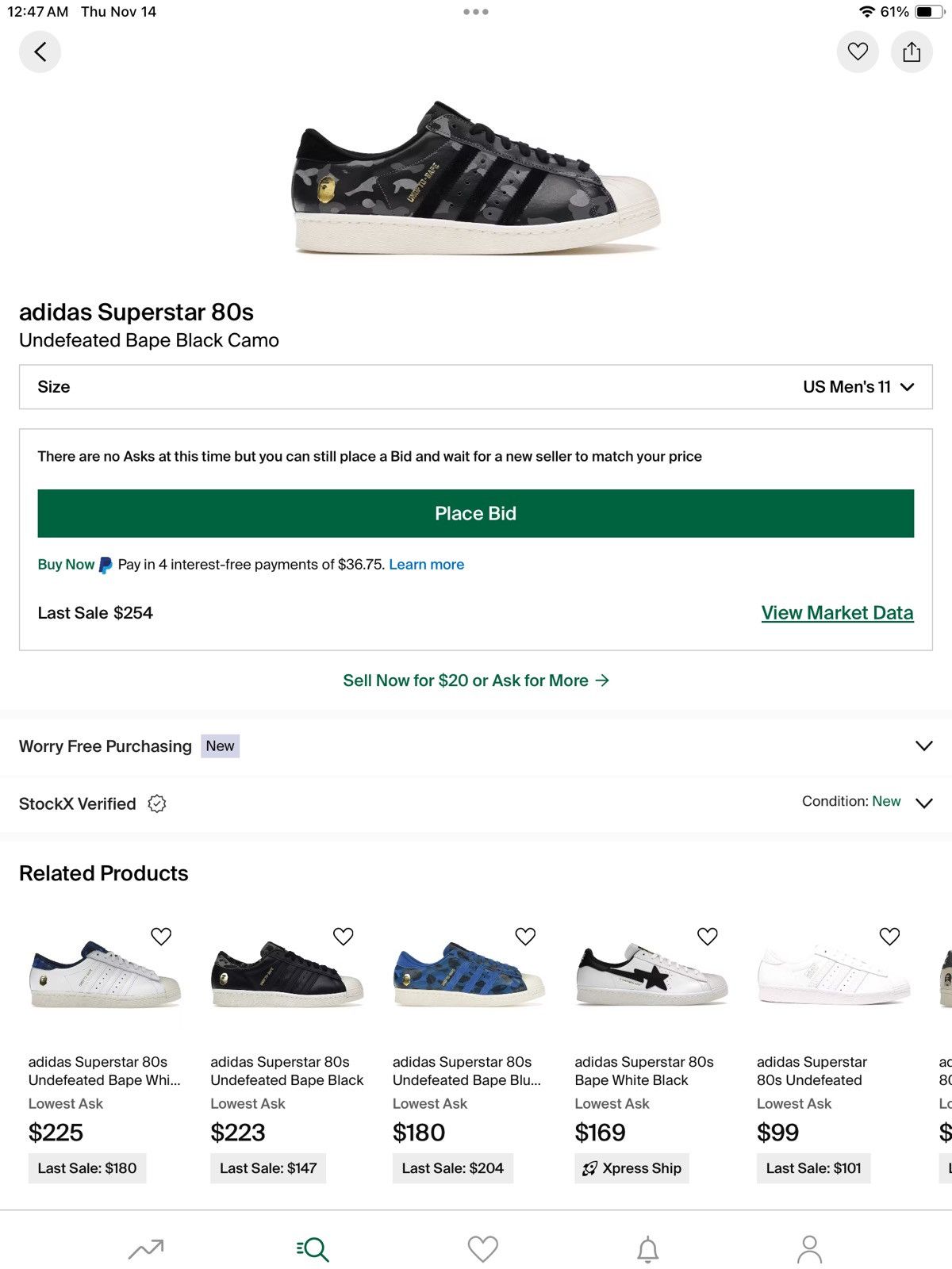 Adidas × Bape × Undefeated Bape x Undefeated x Adidas Superstar 80s Size US 11 / EU 44 - 8 Thumbnail