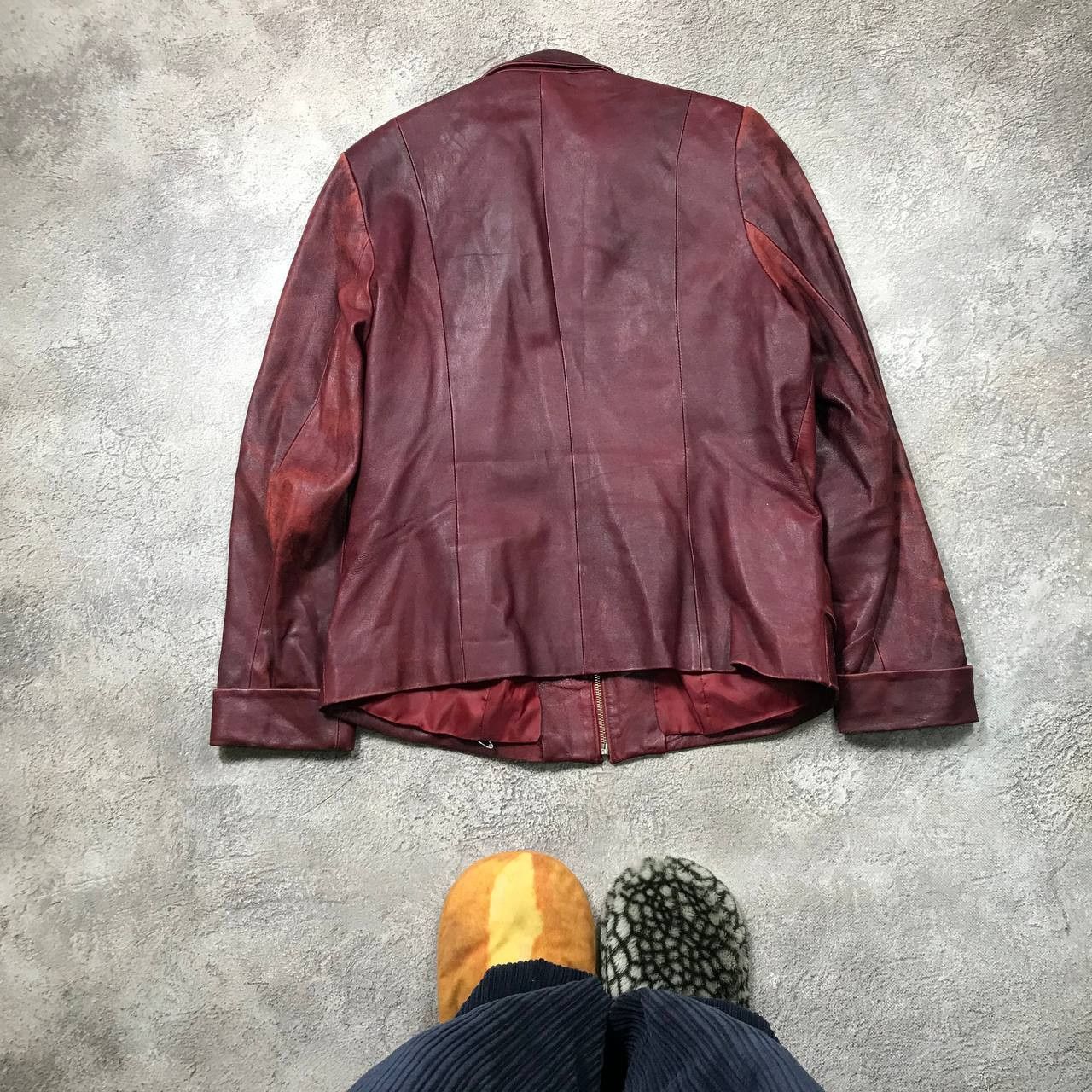 Vintage Vintage Y2K Burgundy Leather Jacket Streetwear 90s Boxy M Size M / US 6-8 / IT 42-44 - 6 Thumbnail