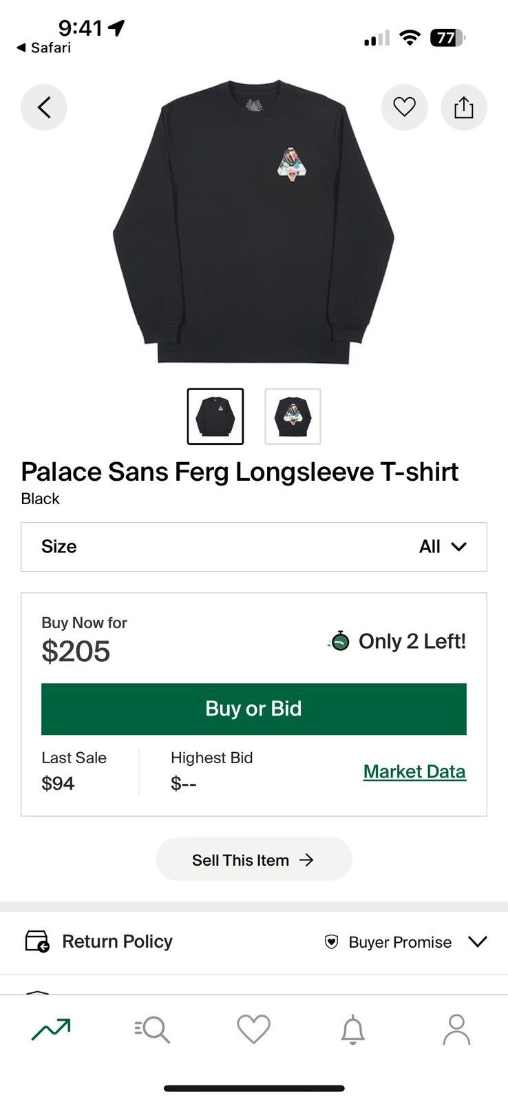 Palace Palace Sans Ferg Longsleeve T-Shirt Black Size Medium Size US M / EU 48-50 / 2 - 6 Thumbnail