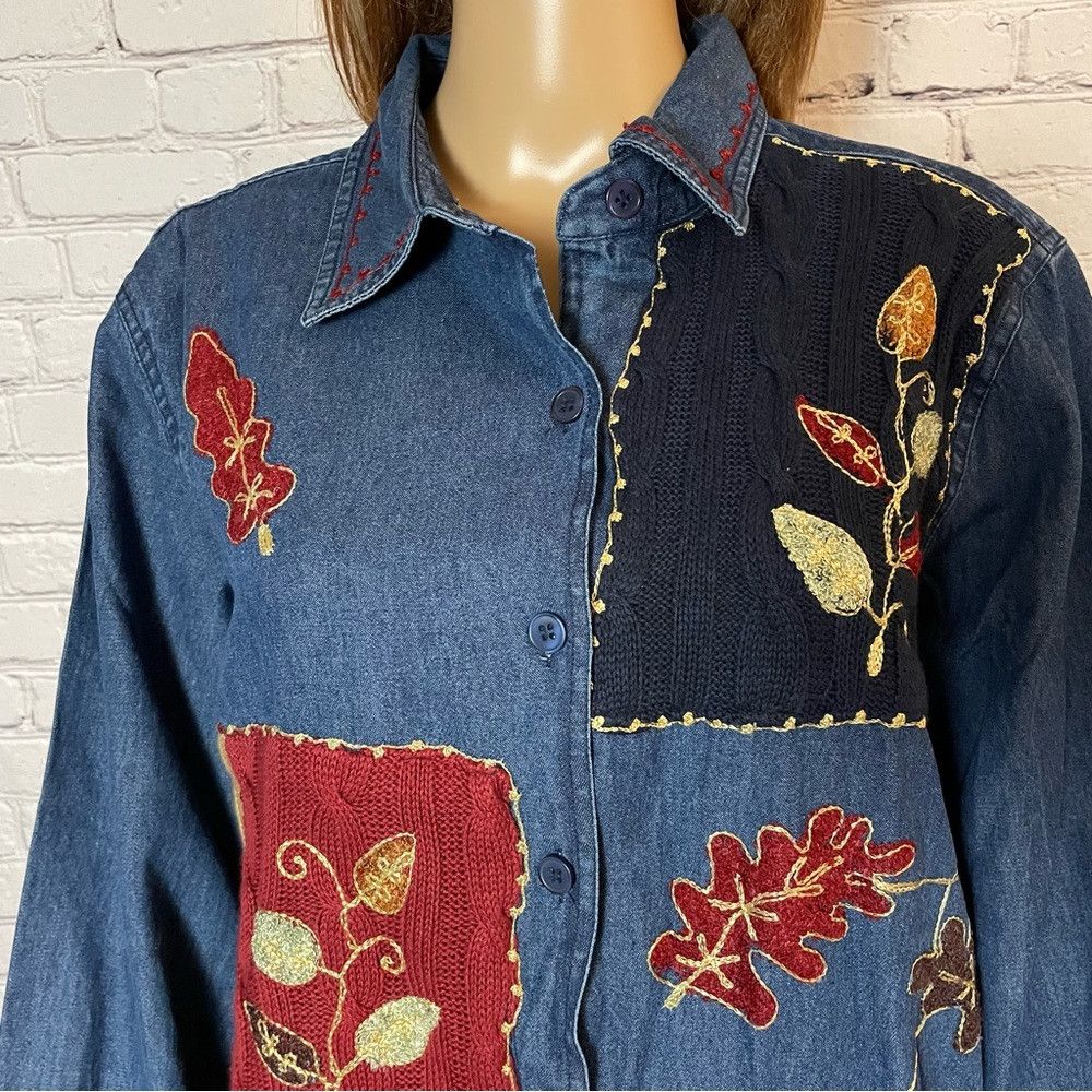 Other New Vintage National Denim Long Sleeve Embroidered Shirt Si Size XL / US 12-14 / IT 48-50 - 2 Thumbnail