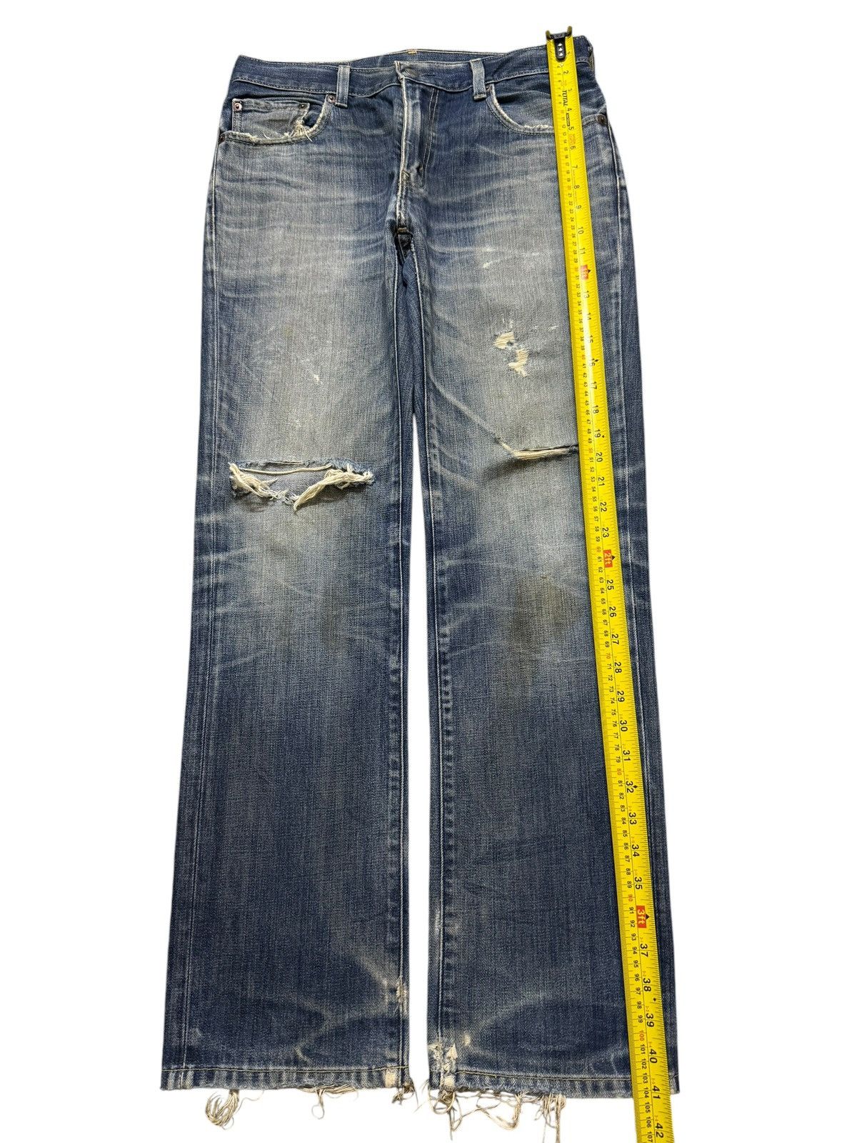 Levi's Vintage Levis 505 Blue Faded Distressed Regular Straight Leg Size US 31 - 8 Thumbnail
