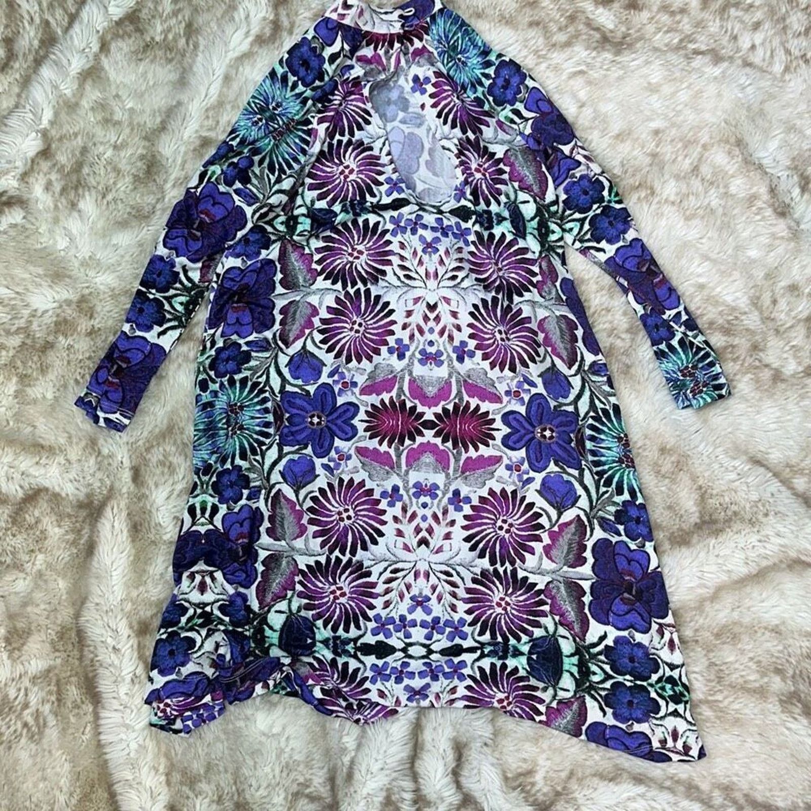 Free People Free People Floral High Neck Turtleneck Mini Dress | Sz XS Size XS / US 0-2 / IT 36-38 - 7 Thumbnail