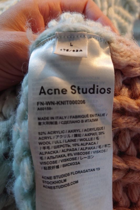 Acne Studios Acne Studios Chunky Oversized Green Pink Loose Knit Sweater Size US L / EU 52-54 / 3 - 3 Thumbnail