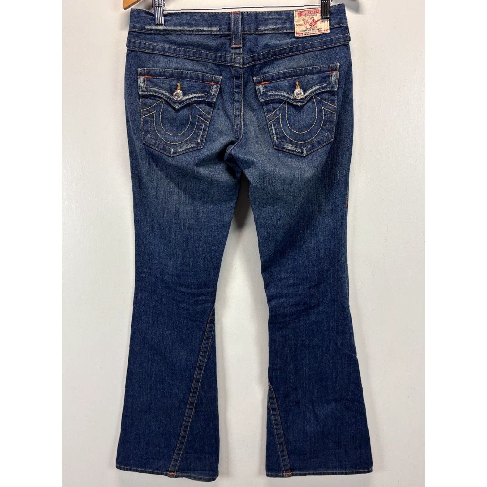True Religion True Religion Women's Distressed Low Rise Bootcut Jeans Blue Sz 29 Size 29" - 3 Thumbnail