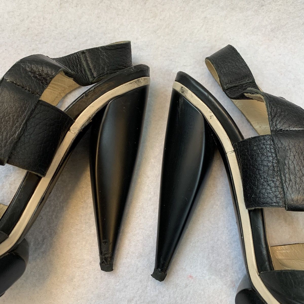 Balenciaga 2000s BaIenciaga Black Leather Platform Heels Size US 7.5 / IT 37.5 - 3 Thumbnail