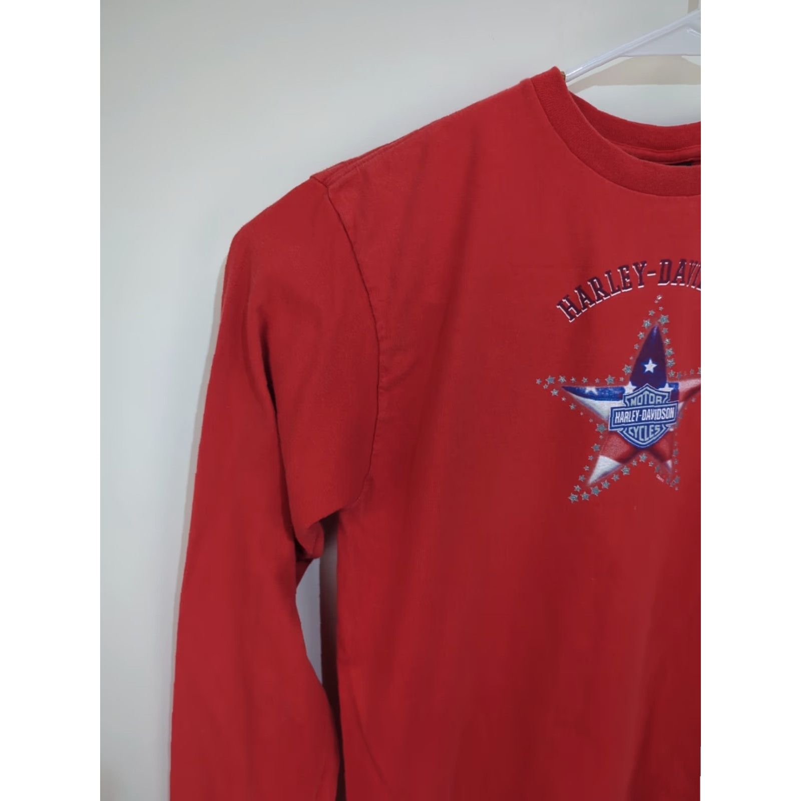 Harley Davidson Harley-Davidson Shirt Womens XL Red Long Sleeve Motorcycle Flag Stars Michigan Size XL / US 12-14 / IT 48-50 - 6 Thumbnail