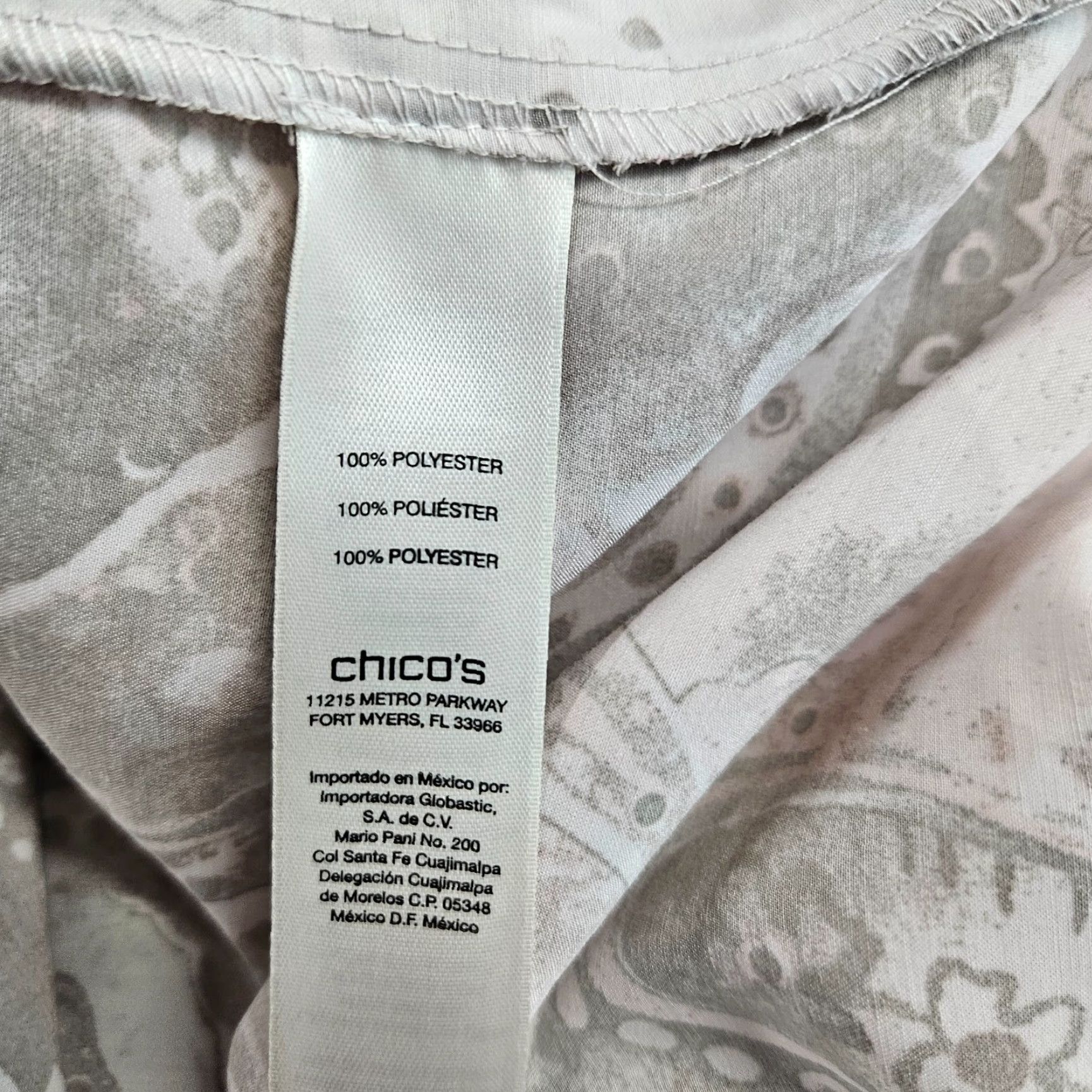 Vintage Chicos Womens Button Front Shirt XL Gray Paisley Long Sleeve Size XL / US 12-14 / IT 48-50 - 5 Thumbnail
