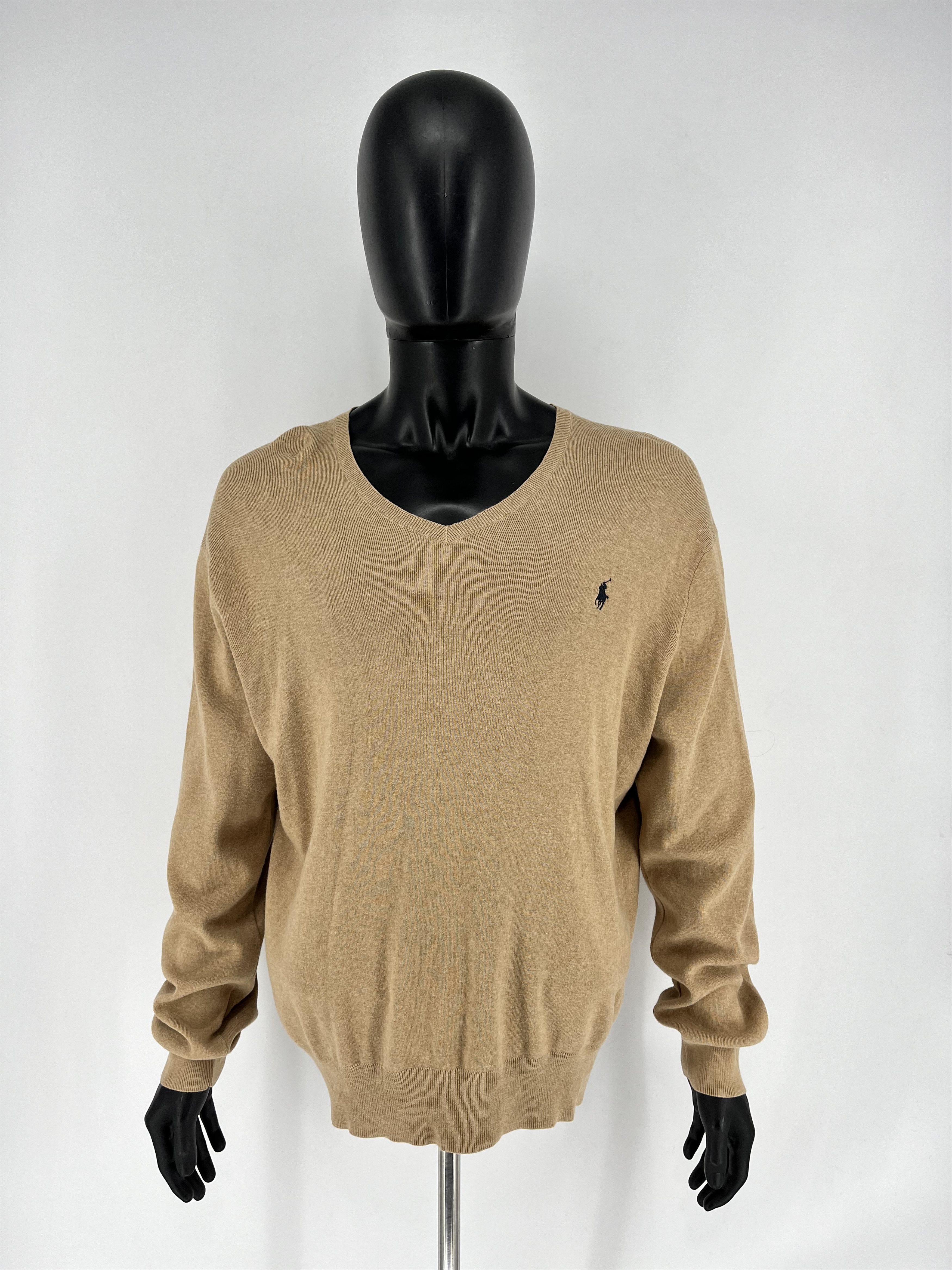 Polo Ralph Lauren Vintage Polo Ralph Lauren V-Neck Sweater 90s beige Size US XL / EU 56 / 4 - 2 Thumbnail
