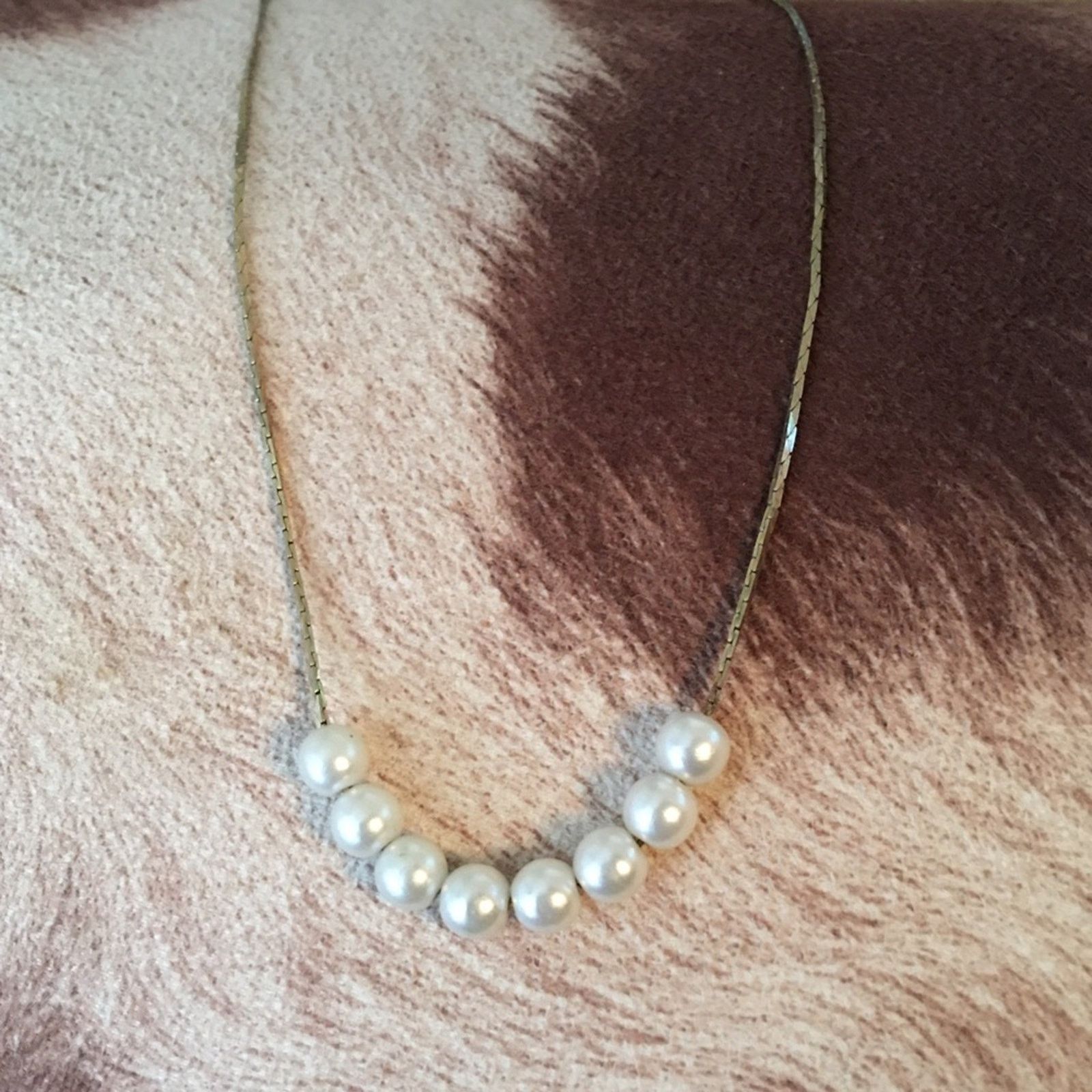 Vintage Vintage 80s faux pearl beaded gold plated chain Size ONE SIZE - 6 Thumbnail
