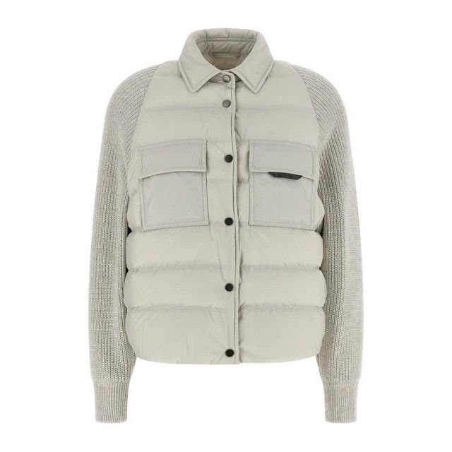 Brunello Cucinelli BRUNELLO CUCINELLI Light Gray Shiny Flap Jacket New & Authen Size XS / US 0-2 / IT 36-38 - 1 Thumbnail
