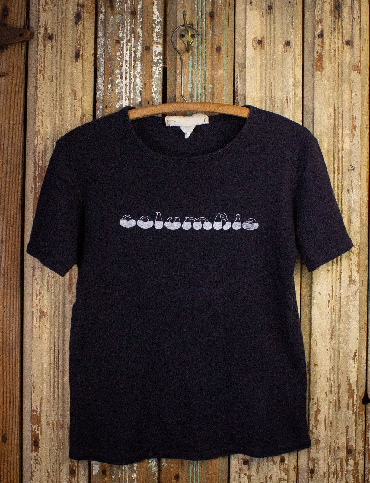 image of Vintage Marie-France Columbia Graphic T Shirt 70's in Black, Women's (Size Small)