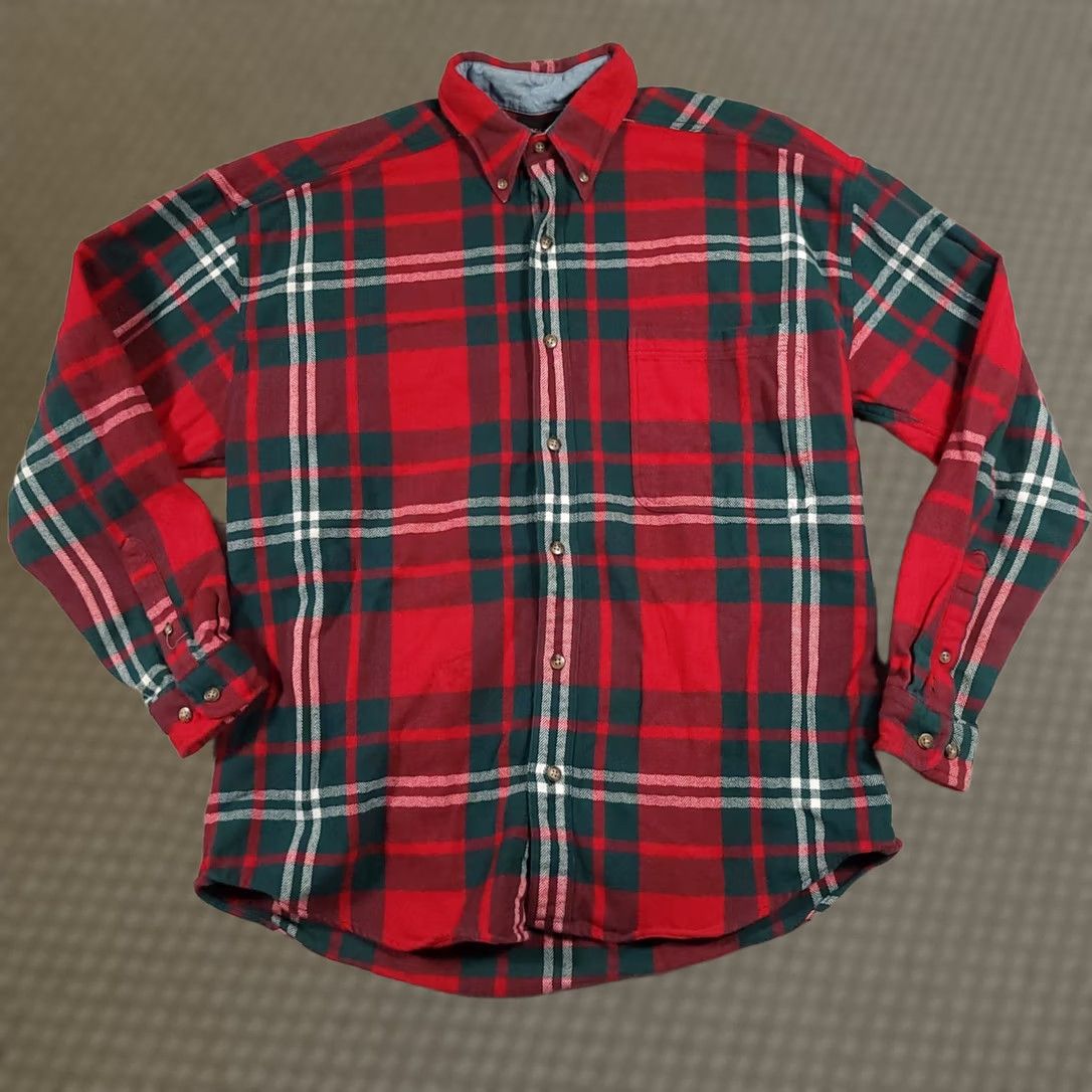 Vintage VINTAGE Structure Button Down Shirt Mens M Plaid Flannel Shacket Workwear Cabin Red Cotton Winter Spring Fall Size US M / EU 48-50 / 2 - 1 Thumbnail