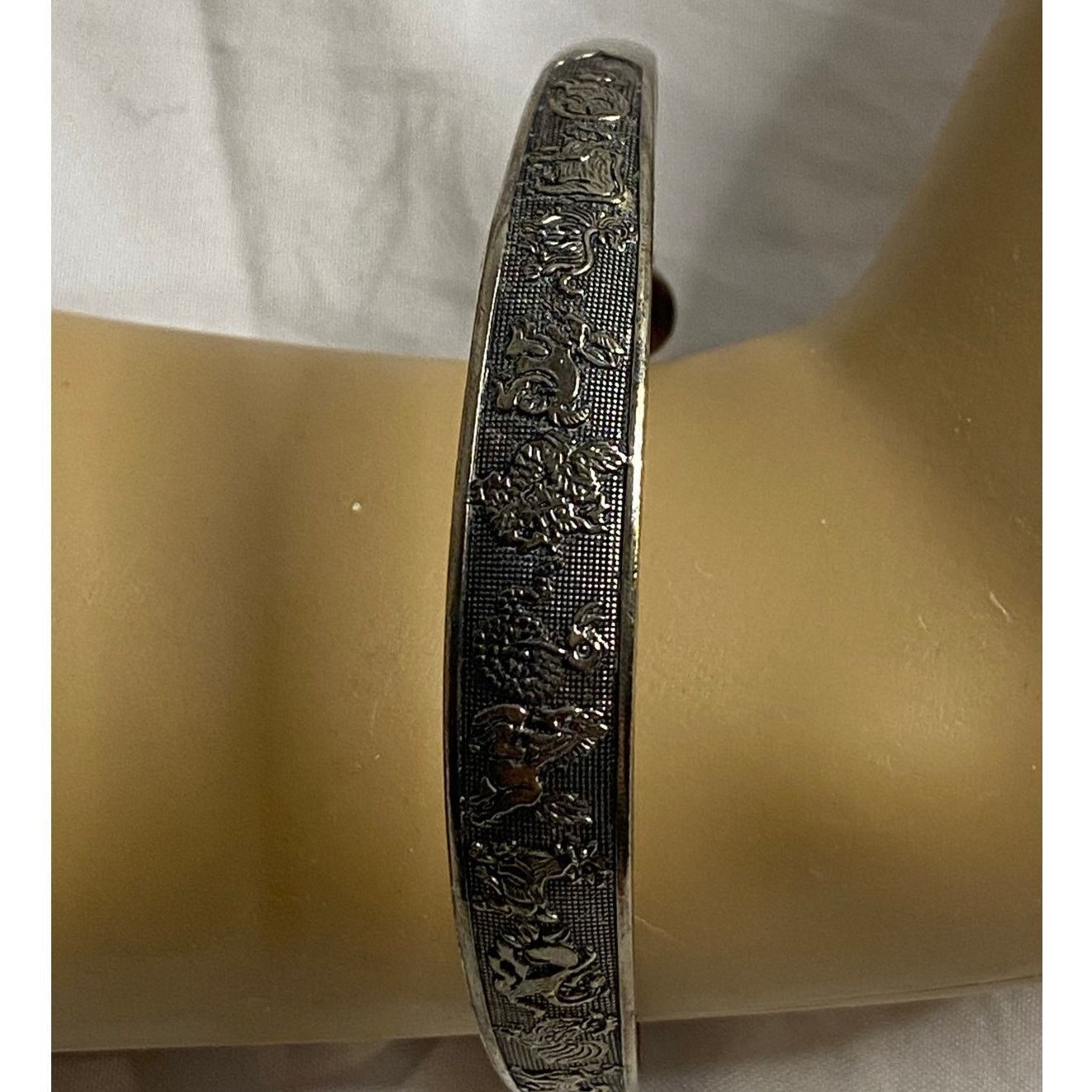 Other Vintage Sterling Silver 925 Chinese Zodiac Bangle Bracelet Size ONE SIZE - 2 Thumbnail