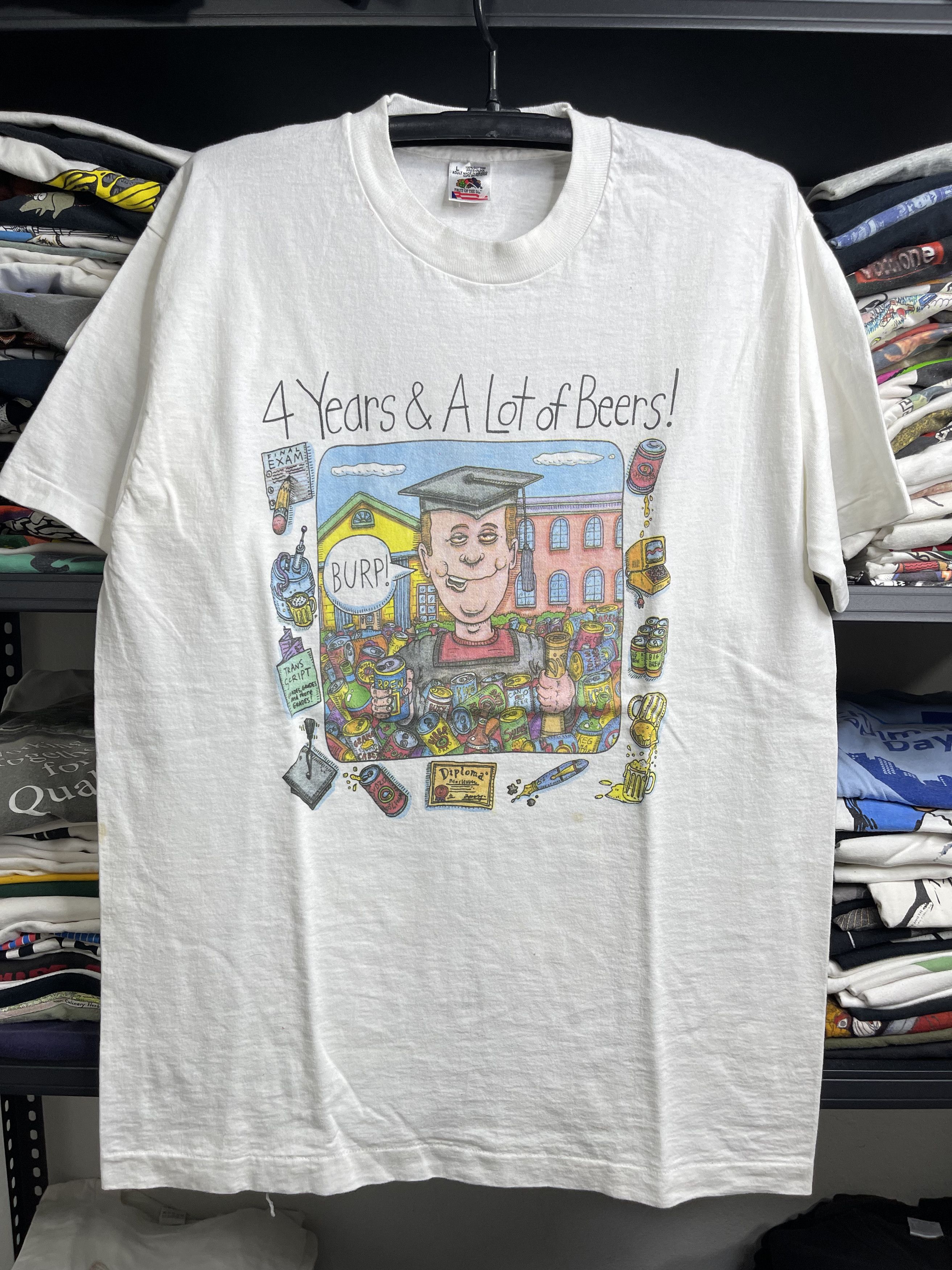 Vintage Vintage 90s Parody 4Year& a lot of beers! Tee L. Size US L / EU 52-54 / 3 - 1 Thumbnail
