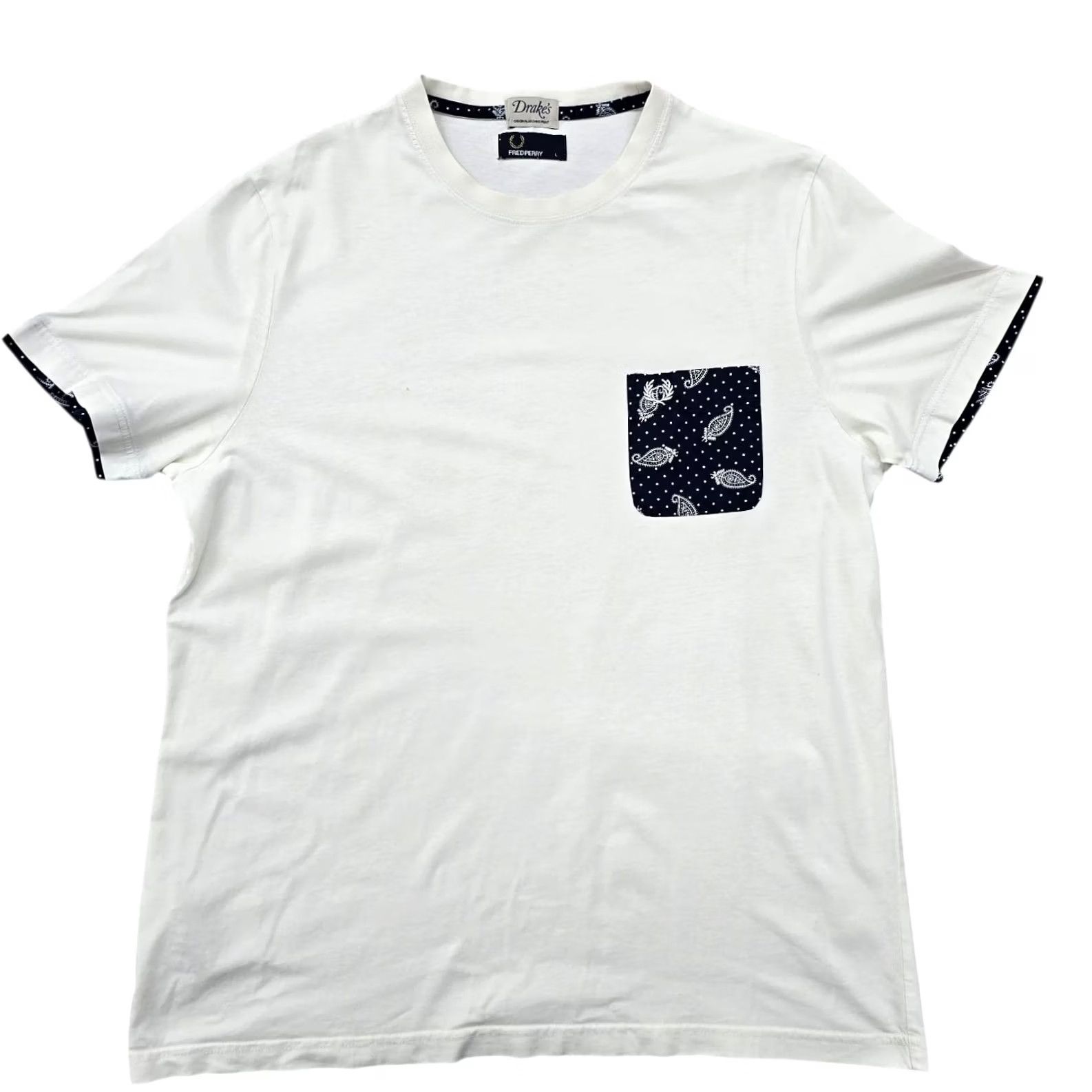 Fred Perry Fred Perry x Drake's Men’s White Paisley T-Shirt L Regular Cotton Size US L / EU 52-54 / 3 - 2 Thumbnail