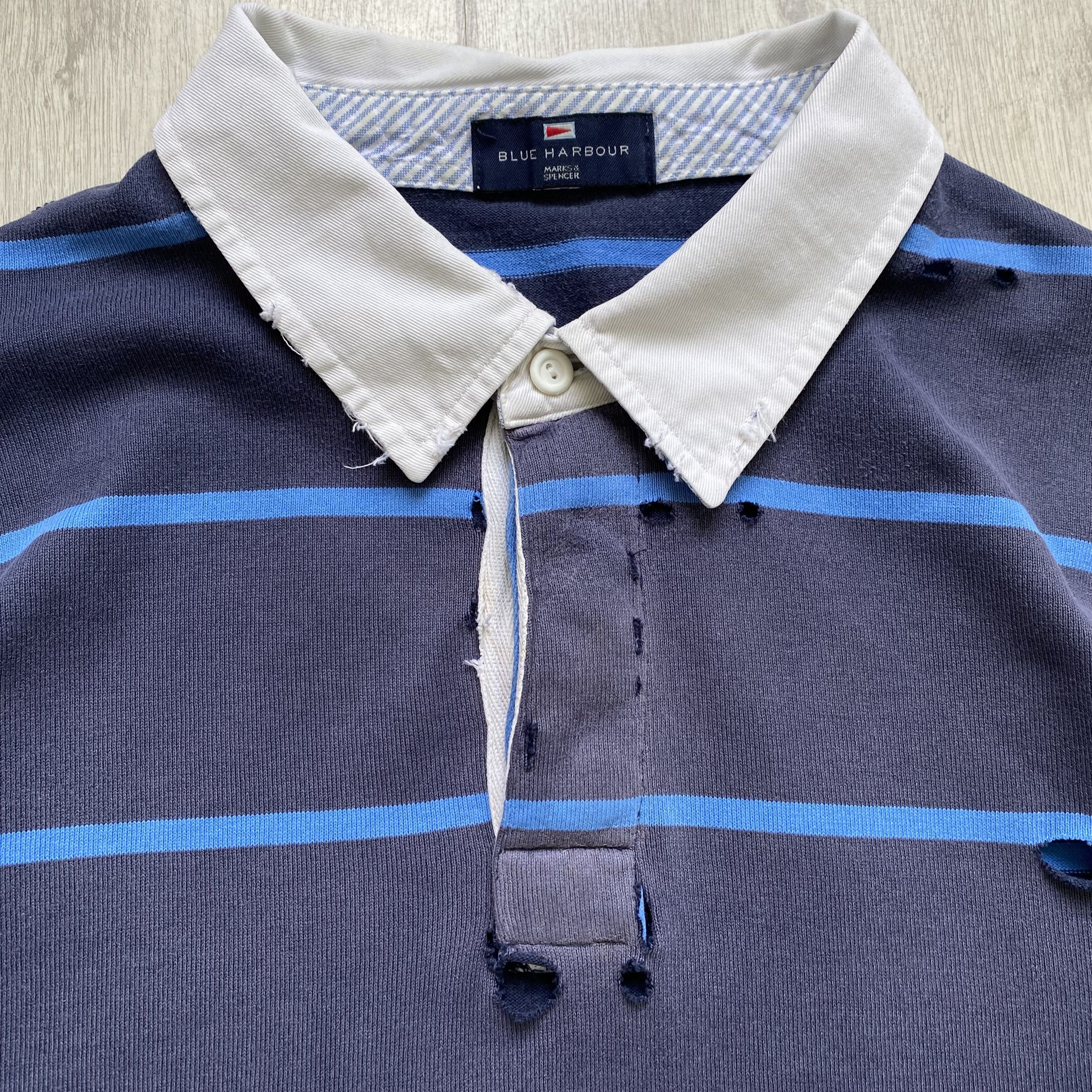 Polo Ralph Lauren ☠️ Vintage Thrashed Ralph Lauren style stripped rugby shirt Size US XL / EU 56 / 4 - 5 Thumbnail