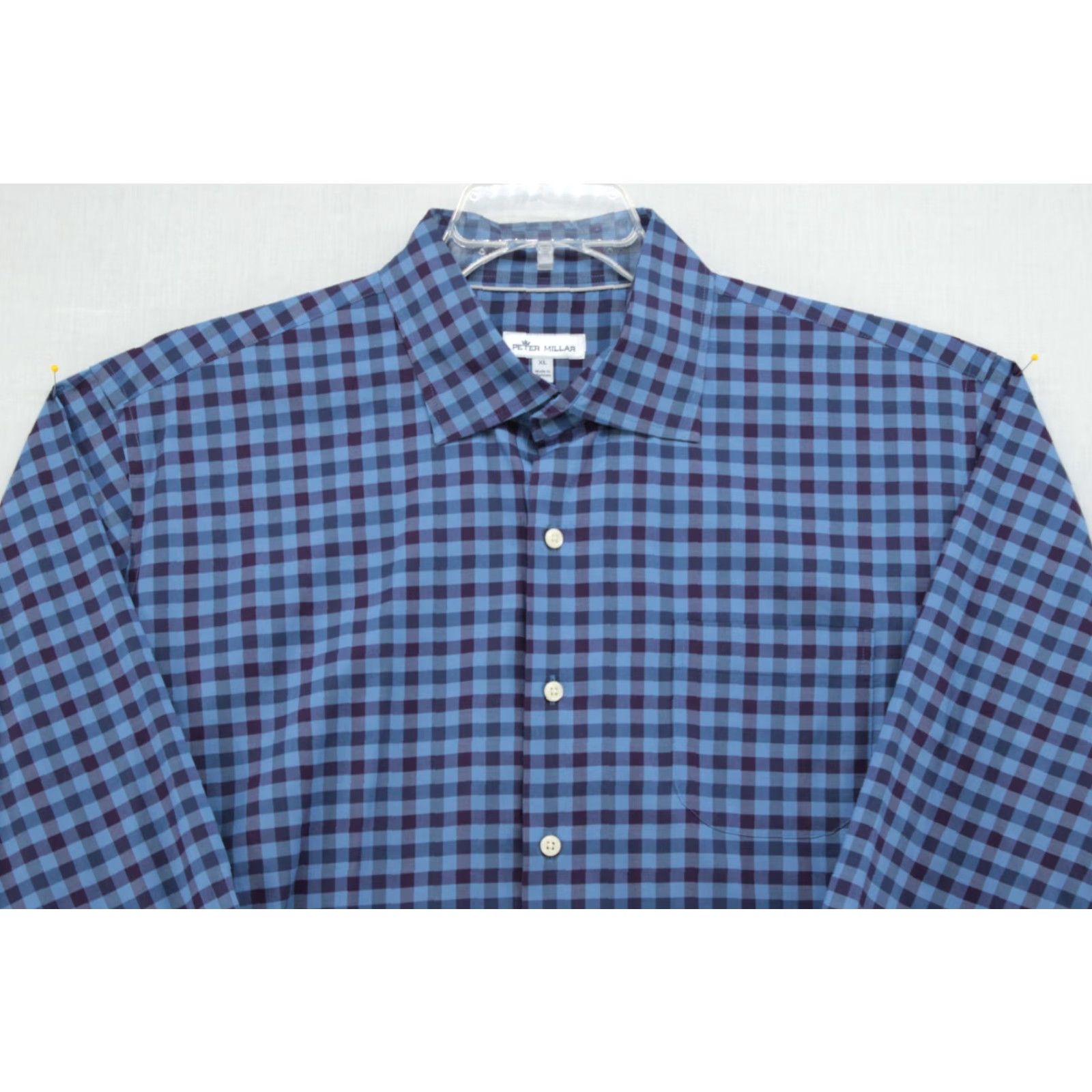 Peter Millar Peter Millar Shirt Men's XL Blue Gingham Plaid Stretch Button-Down Preppy Golfer Shirt Size US XL / EU 56 / 4 - 2 Thumbnail