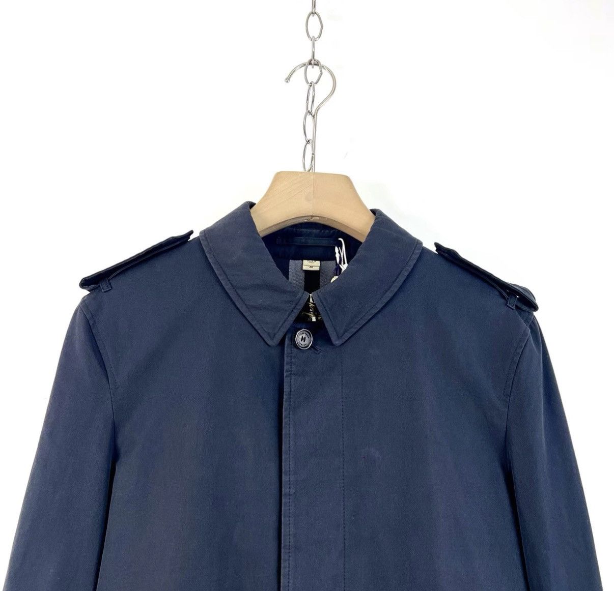 Burberry Burberry Navy Collared Cotton Long Sleeve Trench Coat K12 Size US M / EU 48-50 / 2 - 3 Thumbnail
