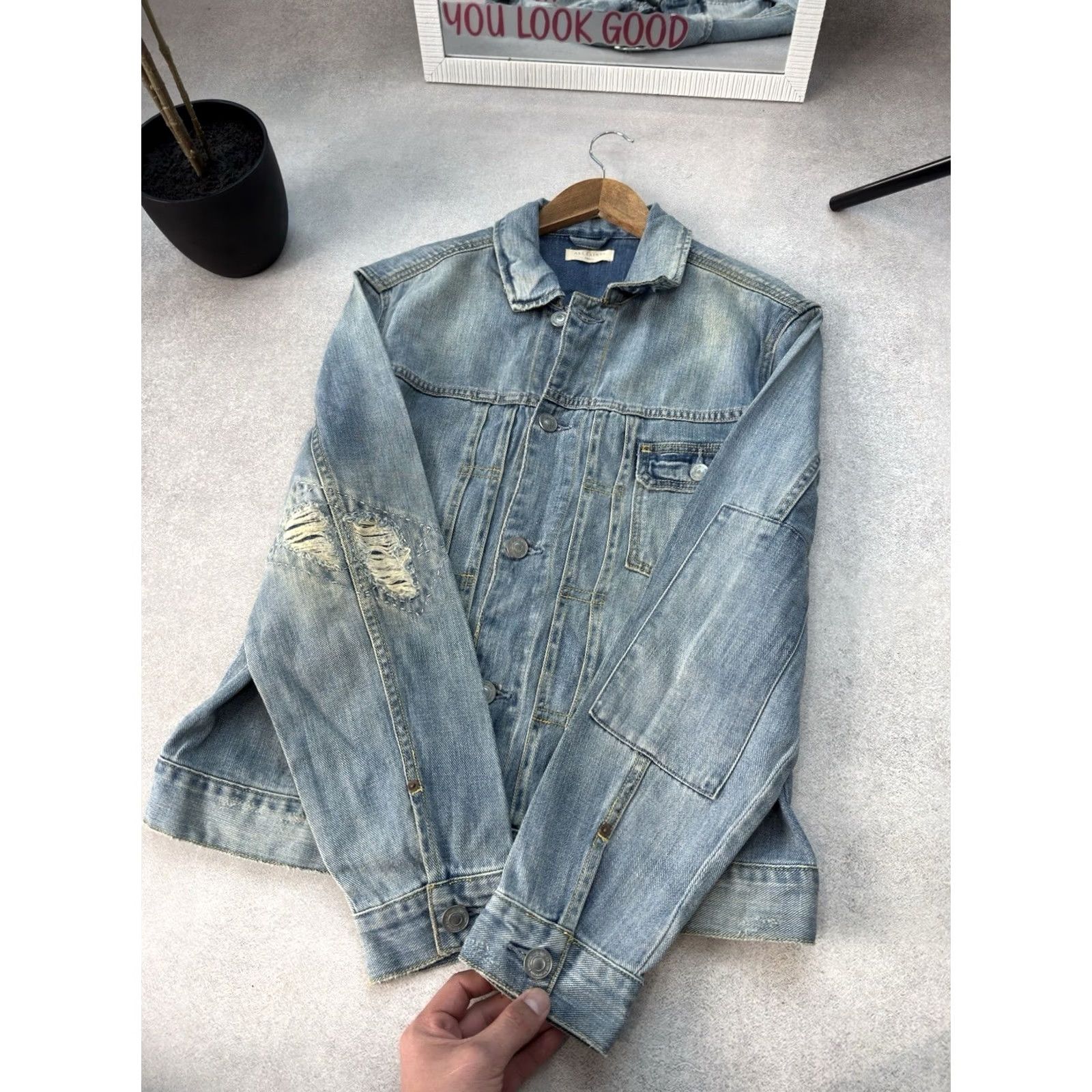 Allsaints AllSaints Denim Jacket Distressed Vintage Blue Button Casual Mens S Size US S / EU 44-46 / 1 - 6 Thumbnail