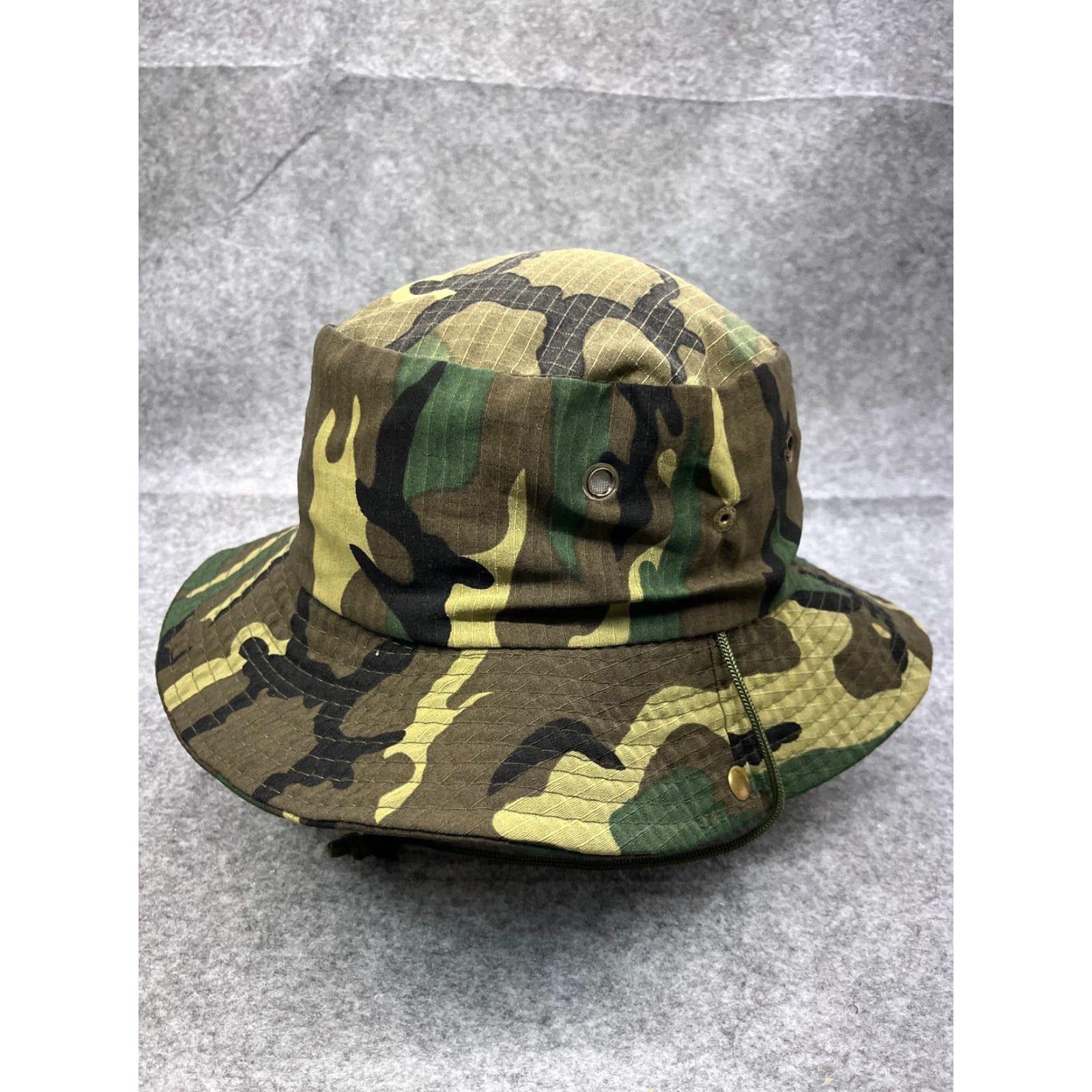 Vintage Camouflage Bucket Hat Adult One Size Green 100% Polyester Camp Fish Outdoors Size ONE SIZE - 4 Thumbnail